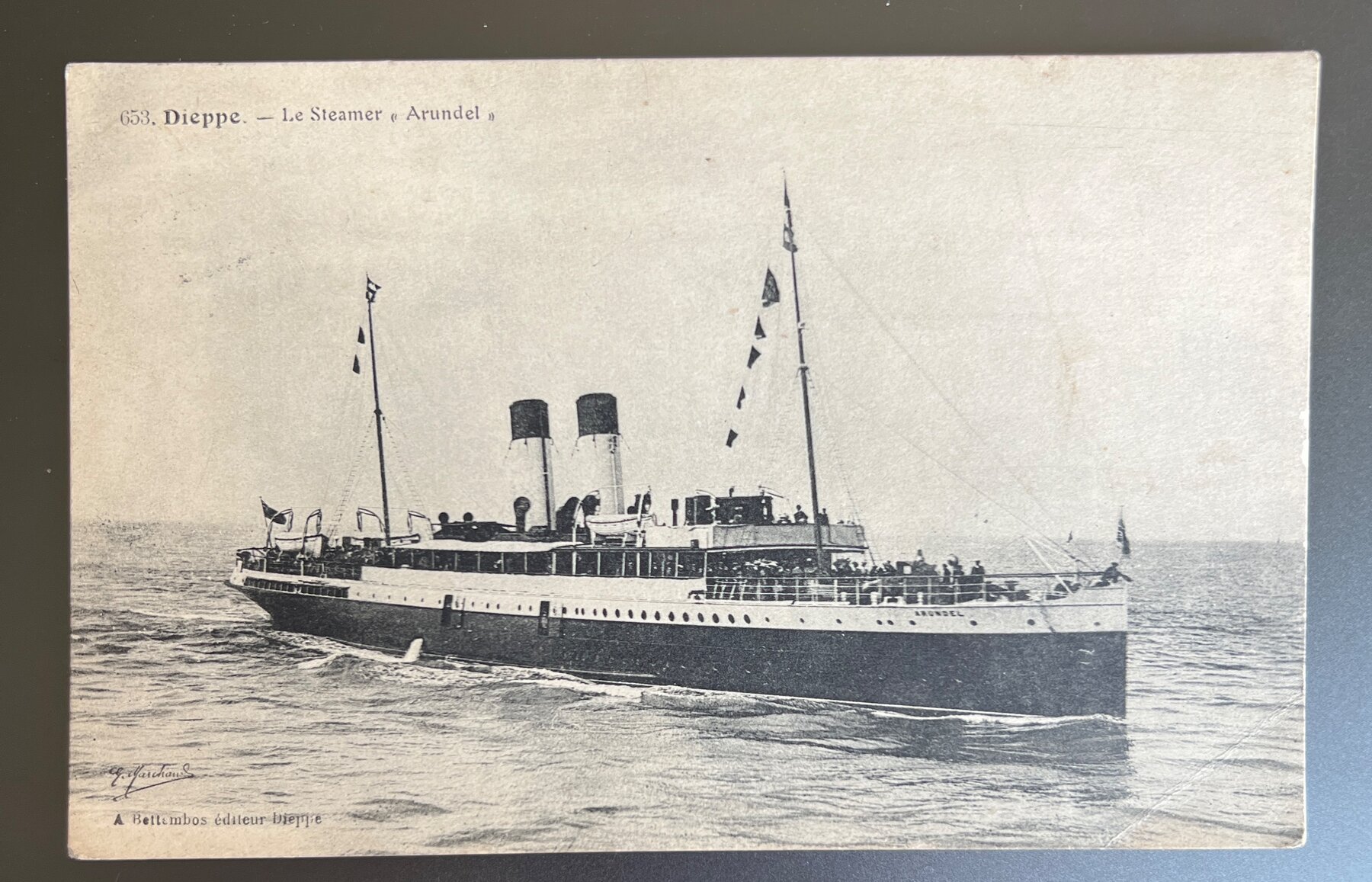 SS Arundel Steamer Dieppe France Cross-Channel Ship Postcard 1929