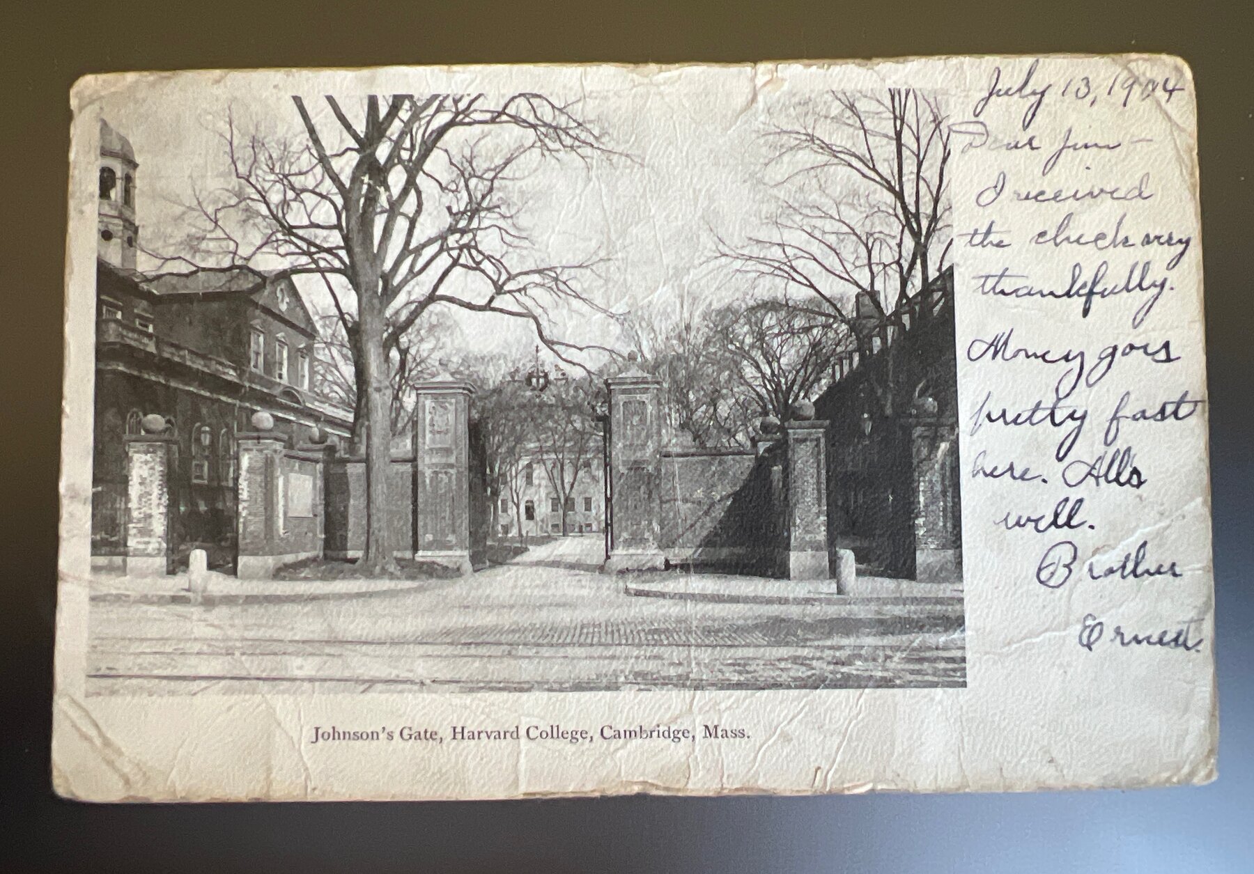 Johnsons Gate Harvard College Cambridge Massachusetts Postcard 1904