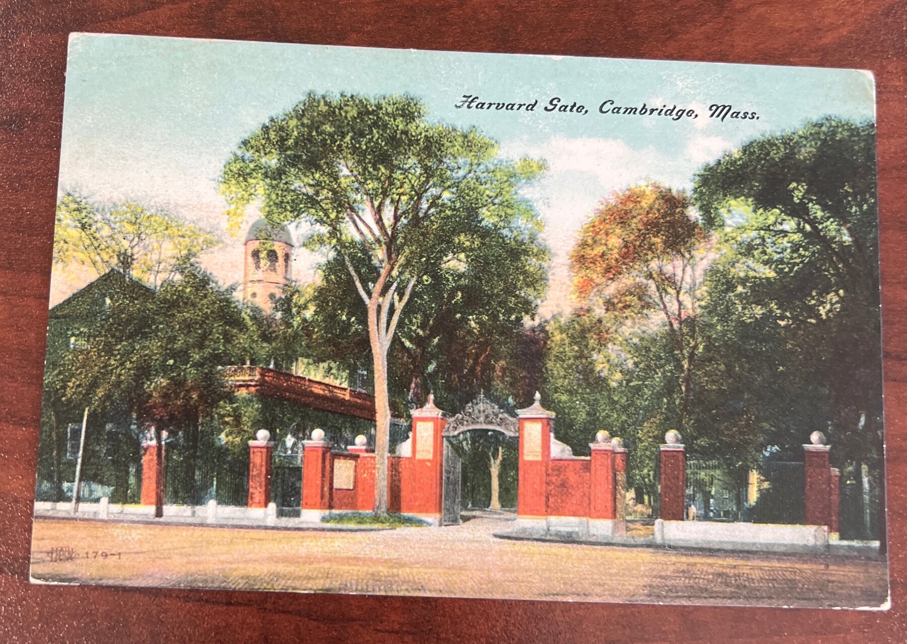 Harvard Gate Johnston Gate Cambridge Massachusetts Postcard 1910