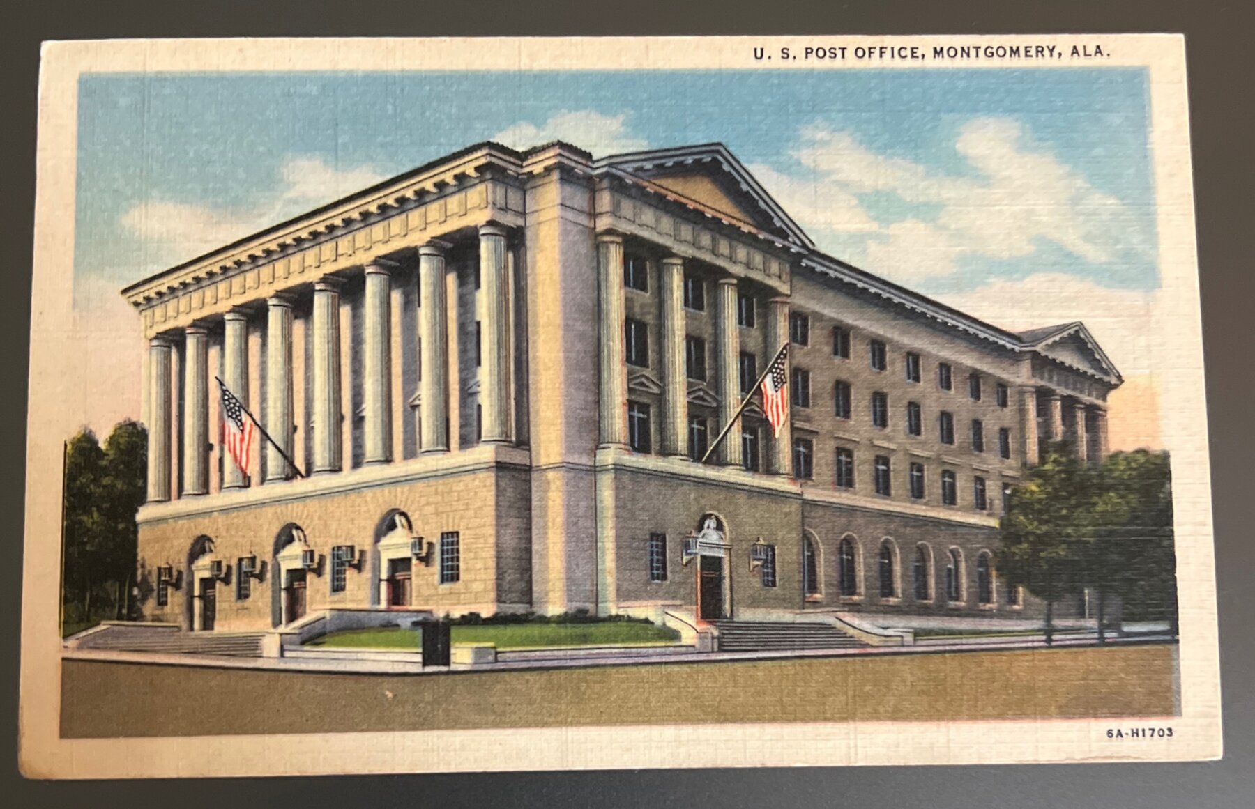 Postcard 1938 Linen US Post Office Montgomery Alabama Postmarked Curteich