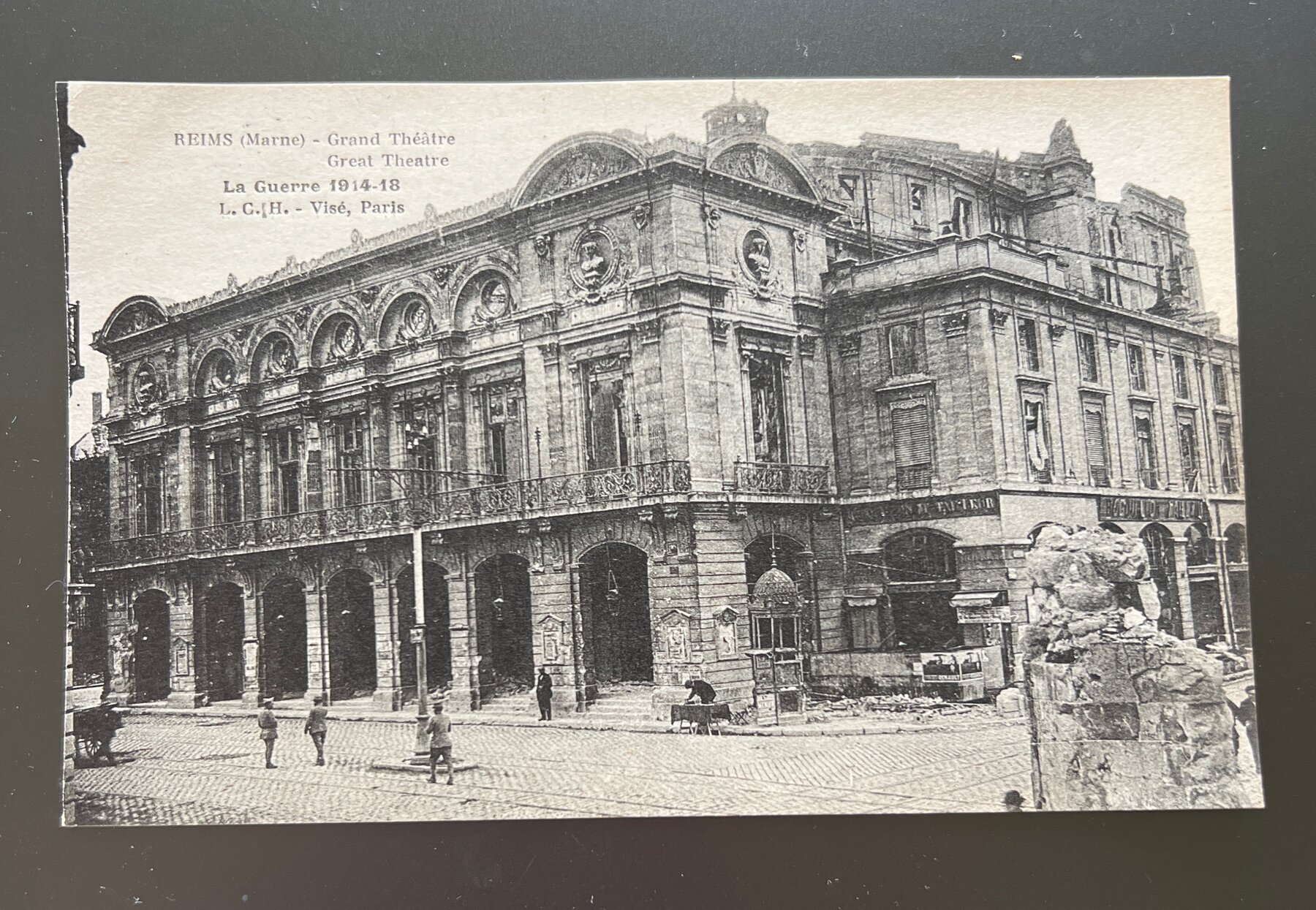 Reims Grand Theatre WWI Bomb Damage France Postcard 1918