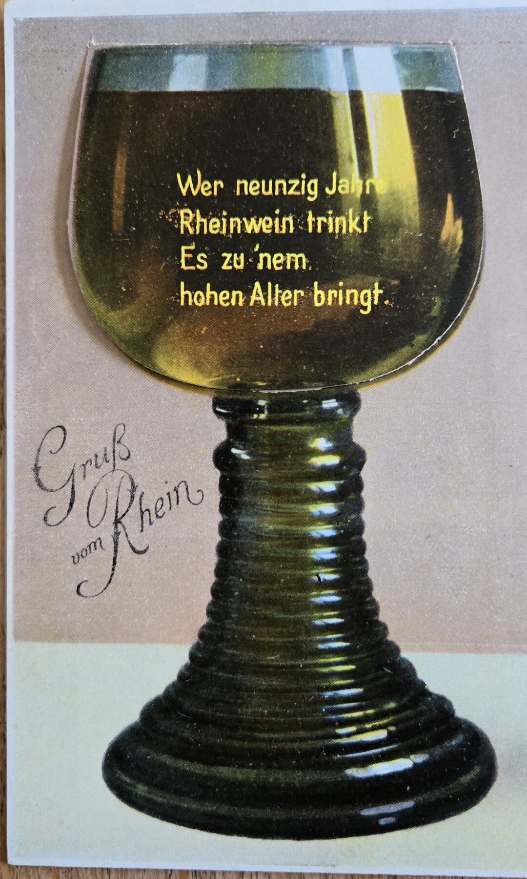 Gruss vom Rhein Novelty Leporello Roemer Wine Glass Postcard c1910
