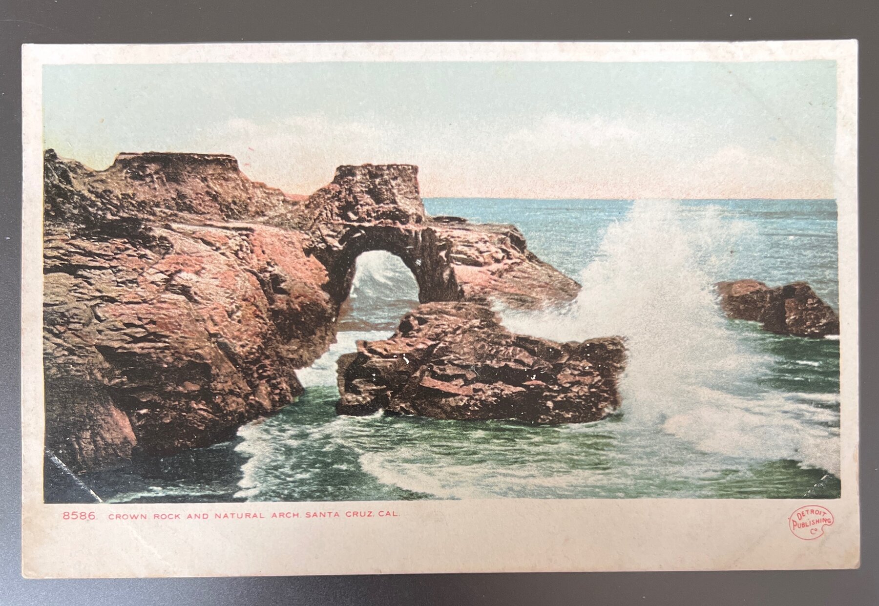 Crown Rock Natural Arch Santa Cruz California Postcard 1905