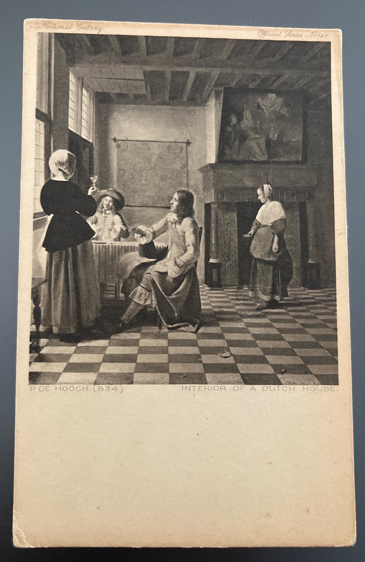 Postcard 1900s P. de Hooch Interior Dutch House National Gallery Official Series