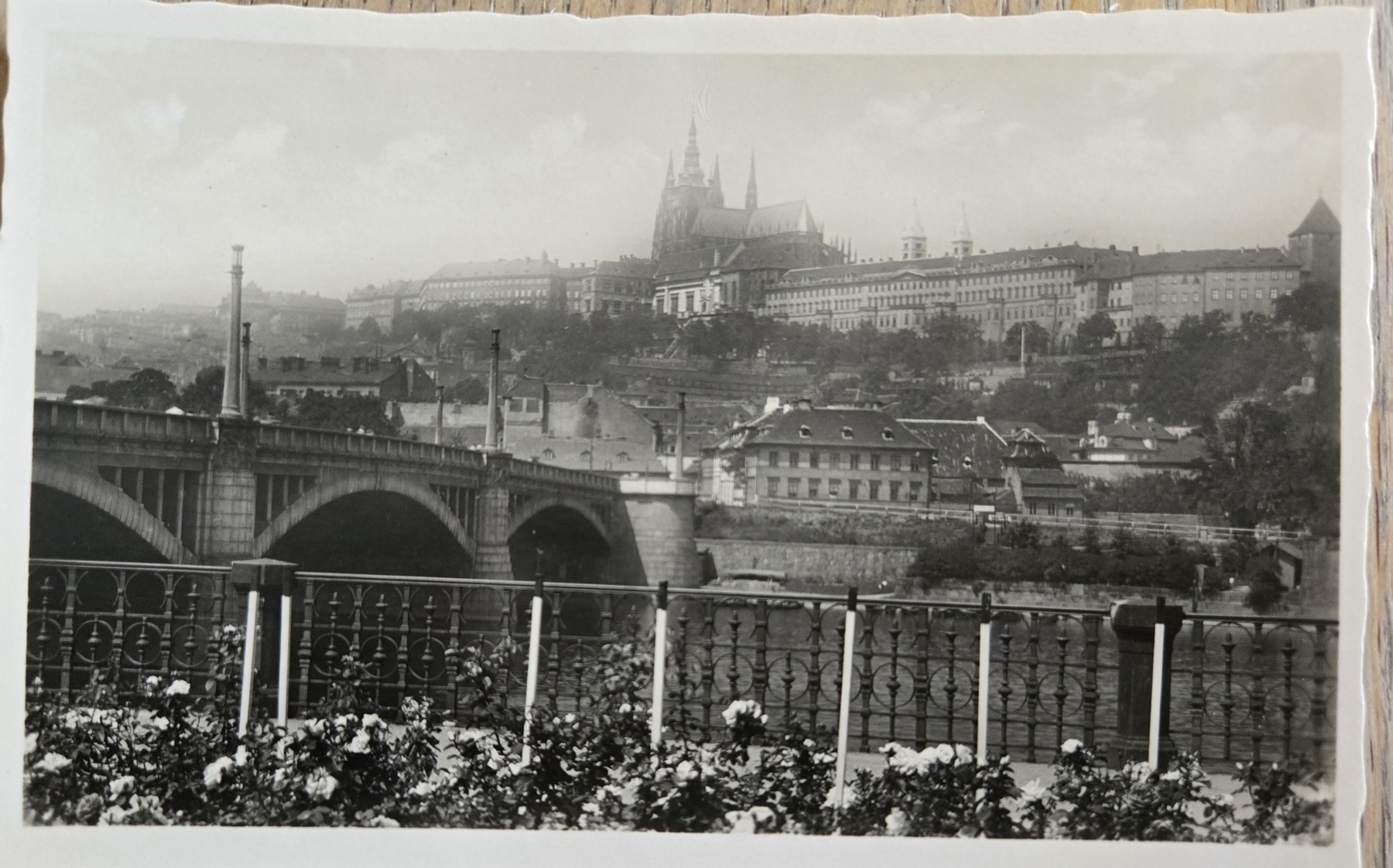 Prague Hradcany Castle Manes Bridge Czech Republic Postcard c1930