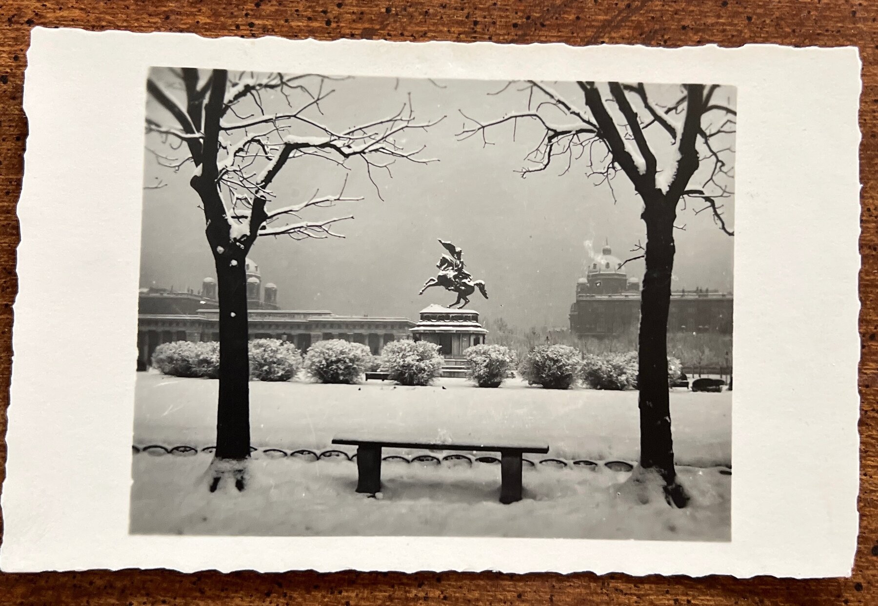 RPPC Vienna Wien Heldenplatz Snow Winter Austria Postcard c1940s