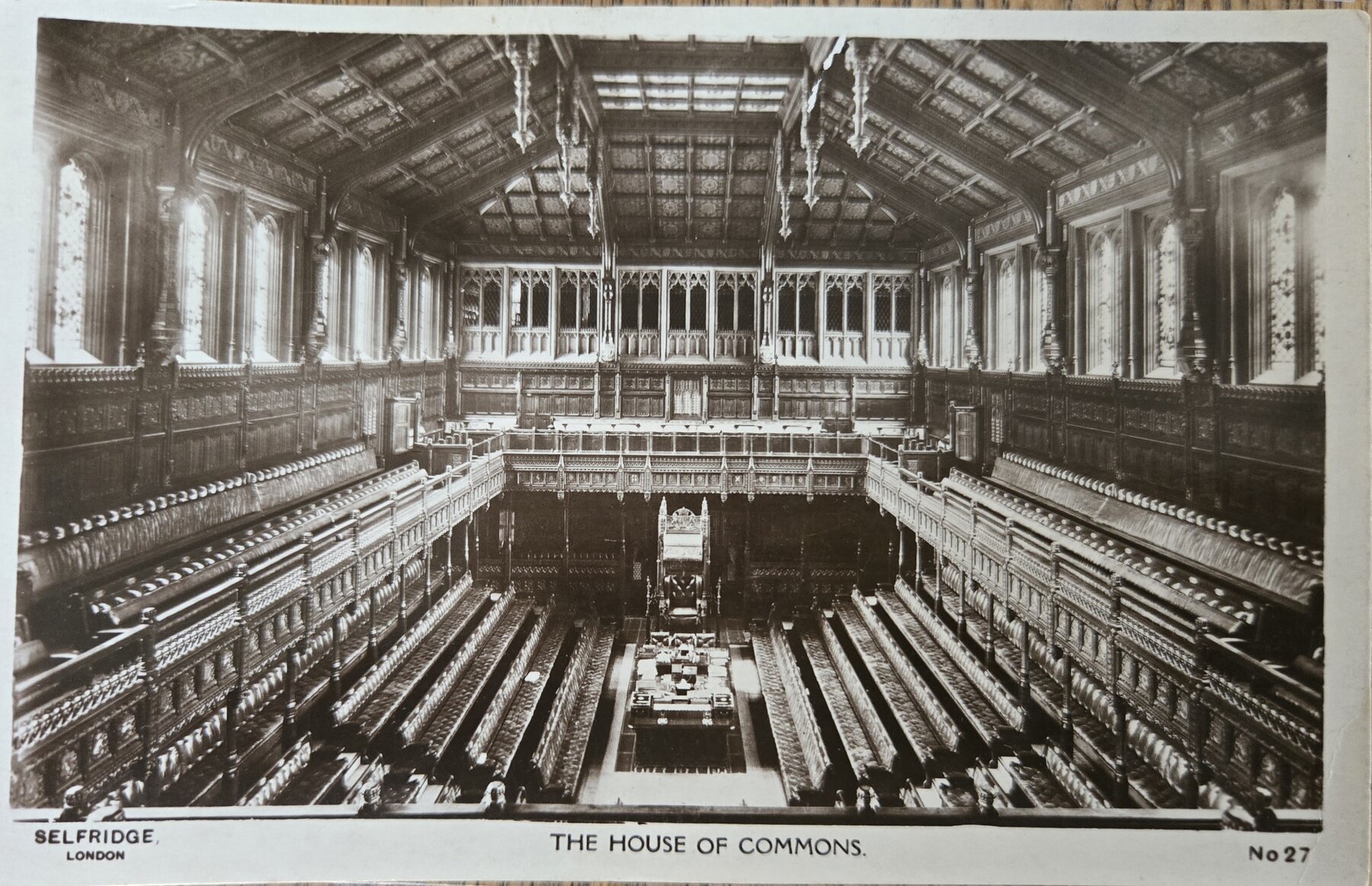 House of Commons Chamber London Parliament Interior Postcard c1910