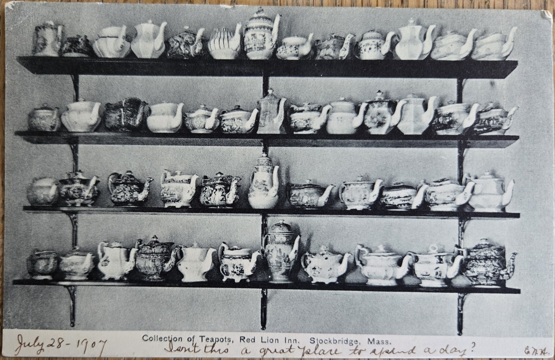 Collection of Teapots Red Lion Inn Stockbridge Massachusetts Postcard 1907