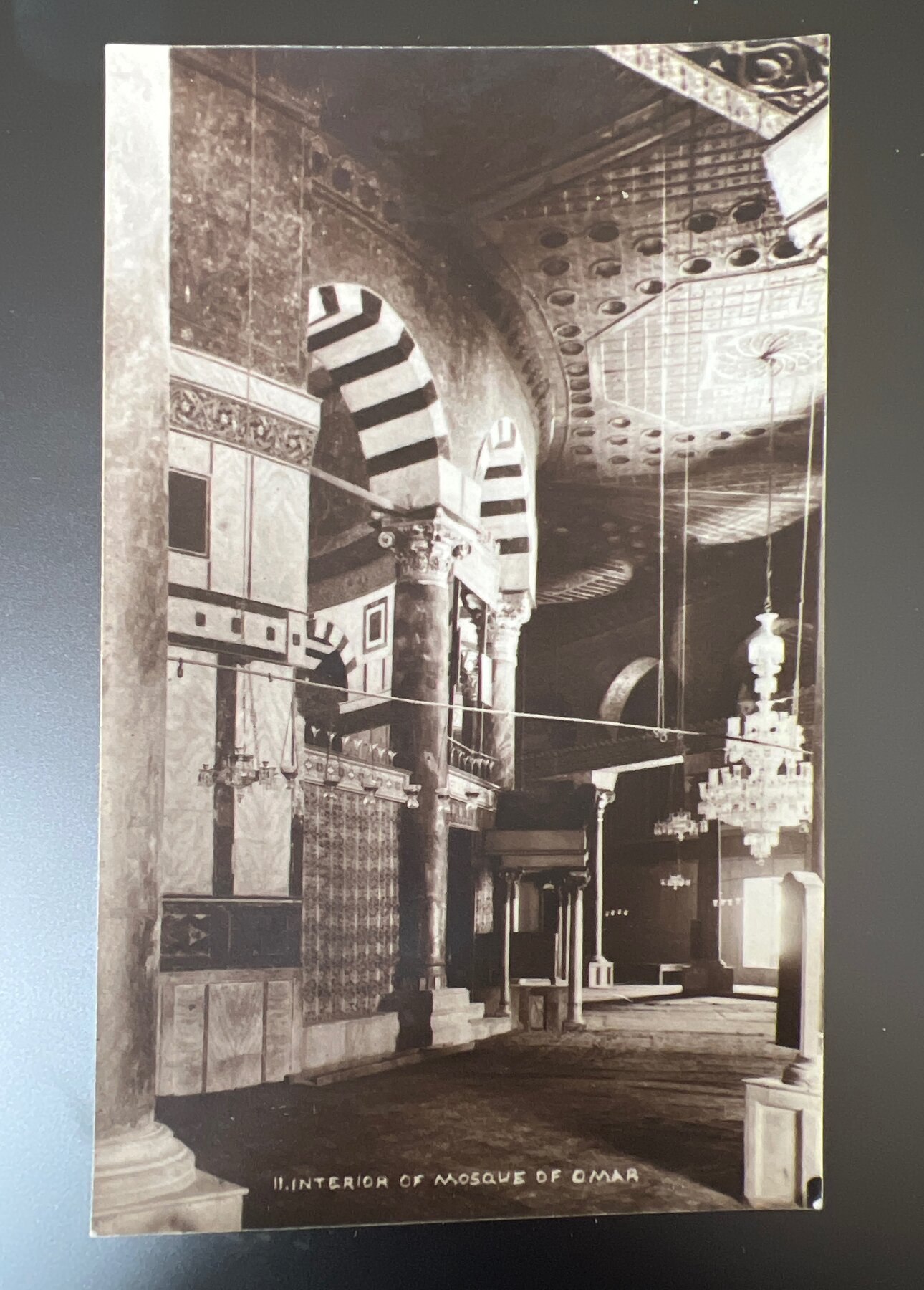 Interior Mosque of Omar Dome of the Rock Jerusalem Postcard 1905