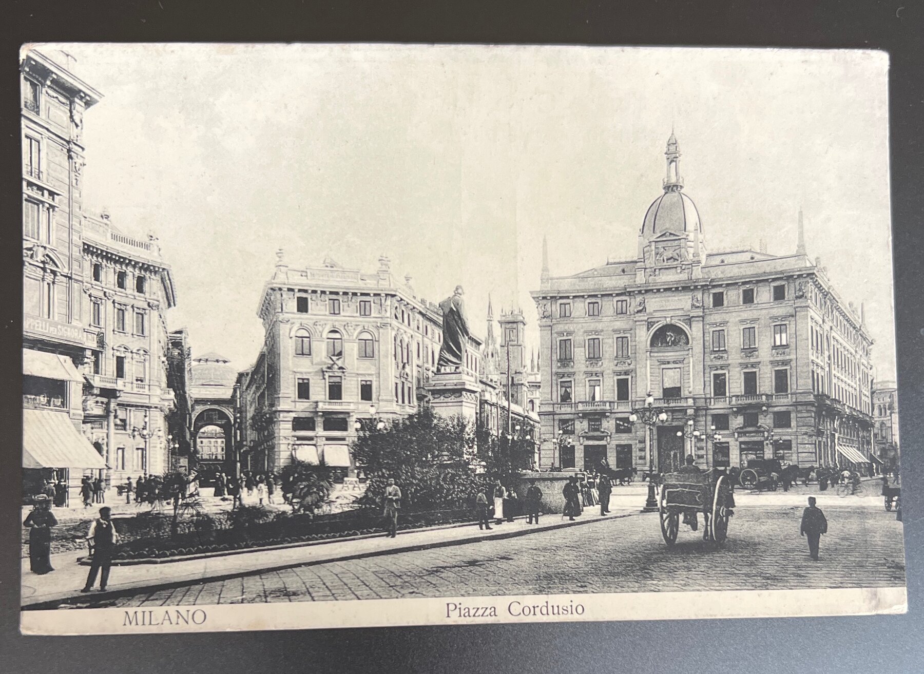 Milan Piazza Cordusio Street Scene Italy Postcard c.1905