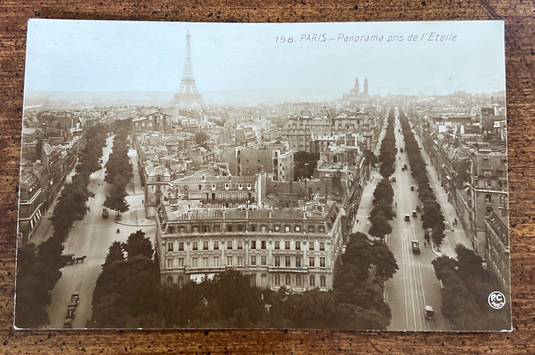 Postcard 1925 Paris Panorama Eiffel Tower from L'Etoile Real Photo France Used