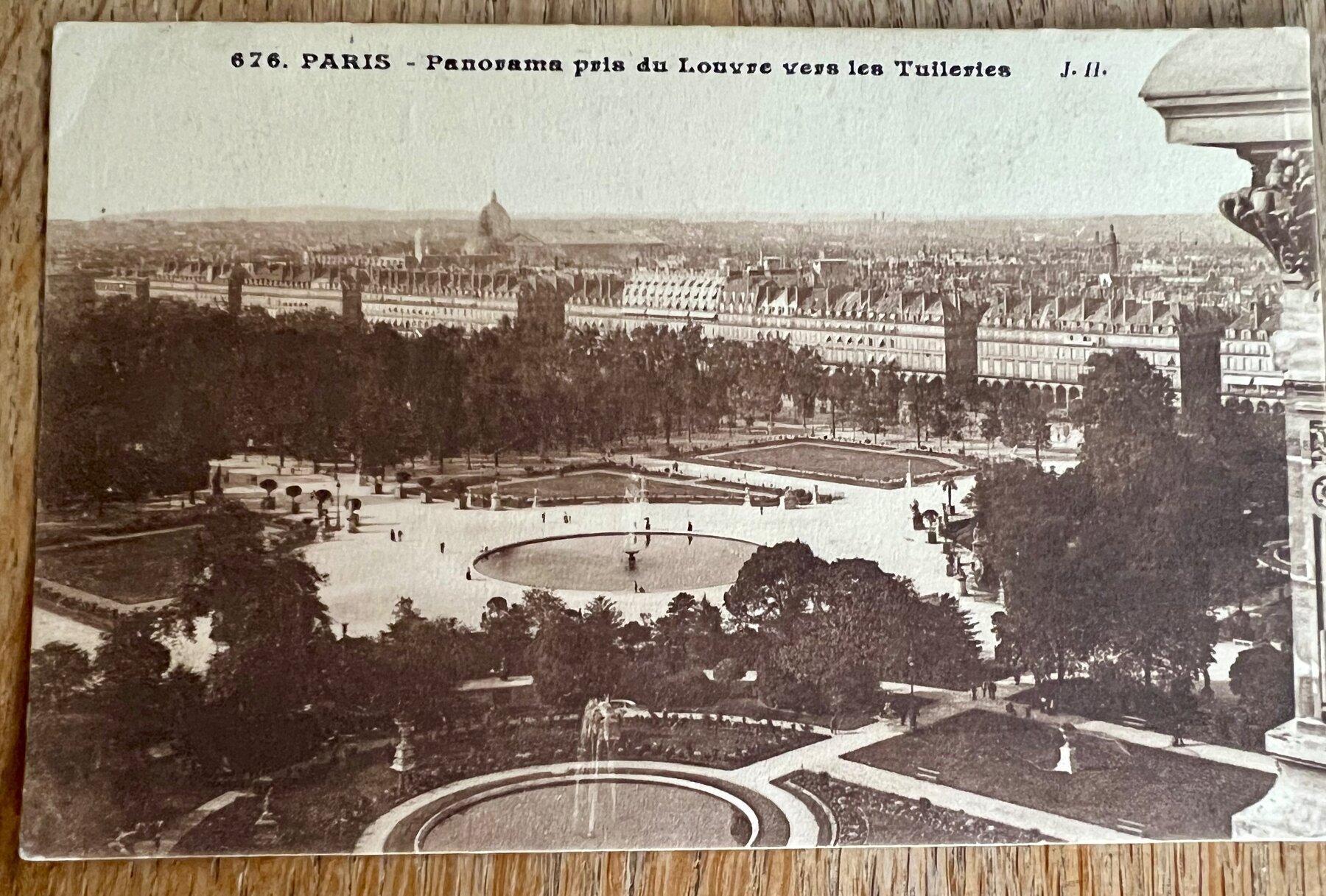 Paris Panorama Louvre Tuileries Gardens France Postcard 1910