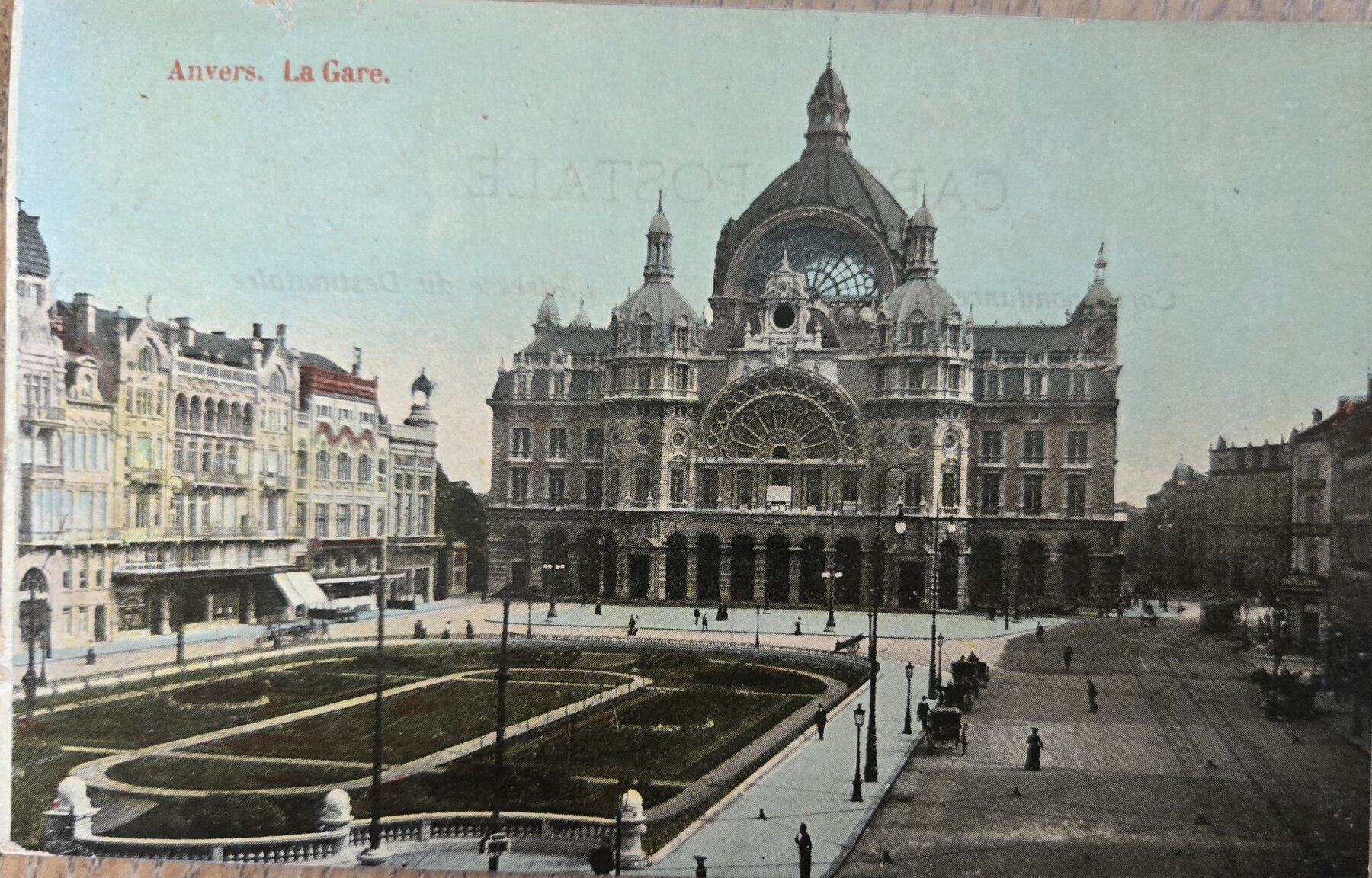 Antwerp Central Station Belgium La Gare Color Postcard 1913
