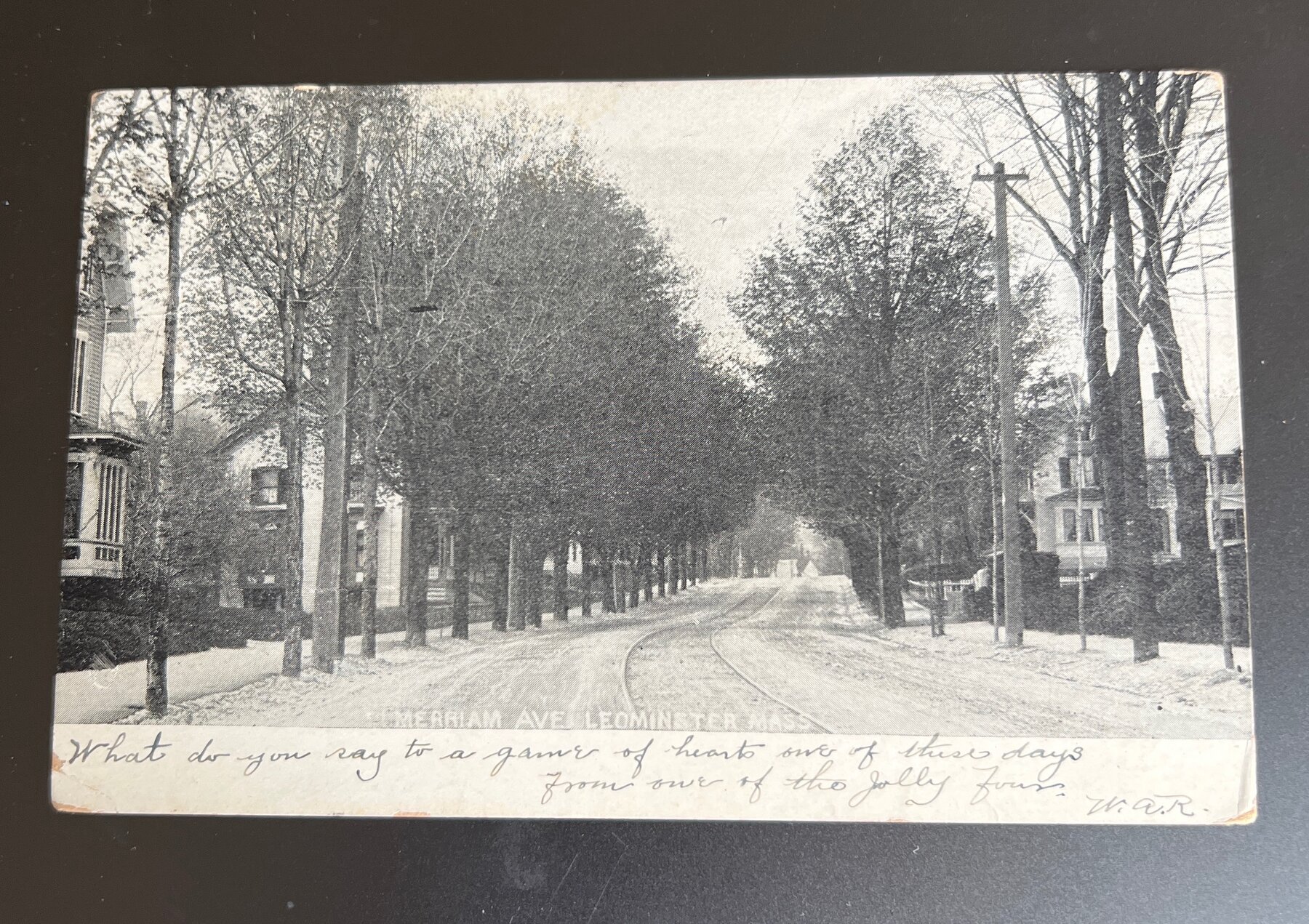 Merriam Avenue Leominster Massachusetts Street Scene Postcard 1909