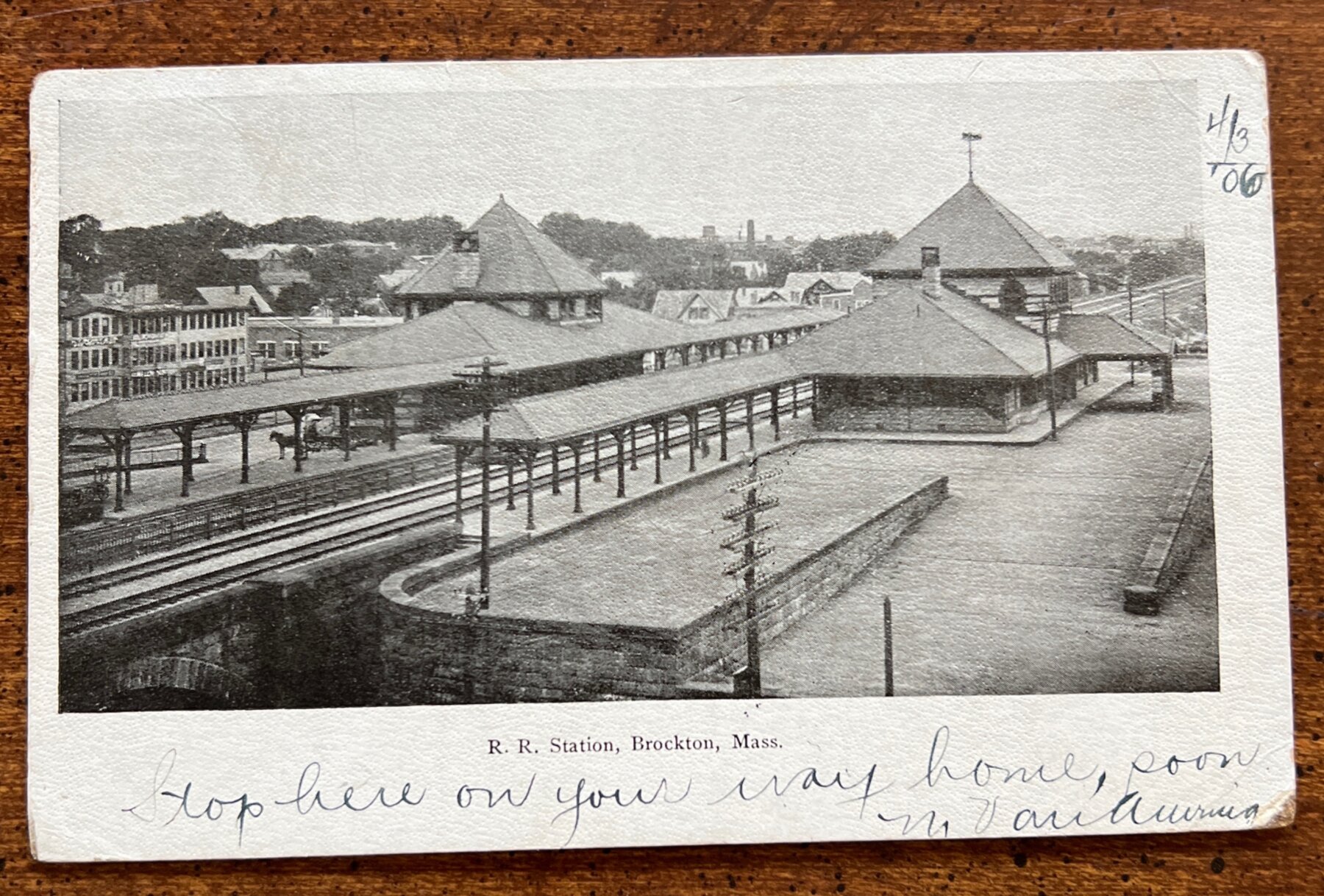Brockton Massachusetts Railroad Station Postcard 1906