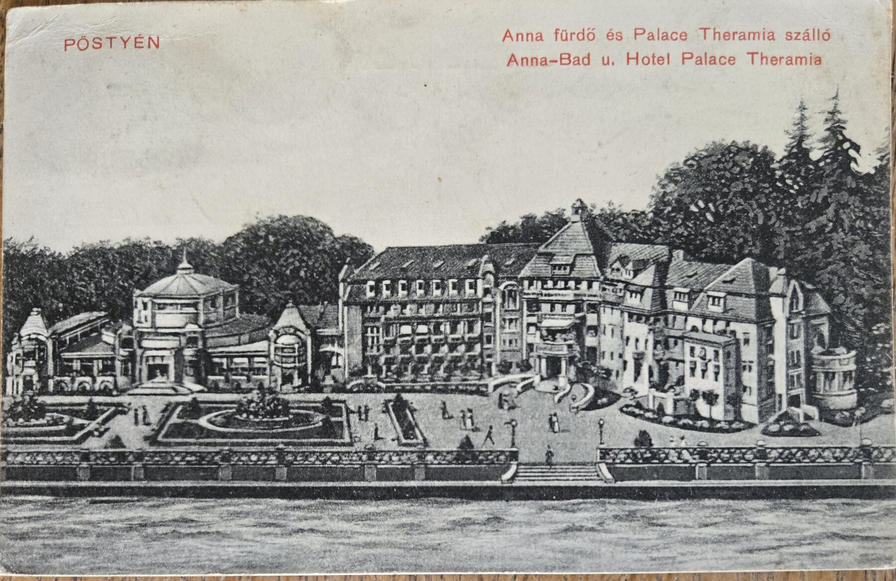 Pöstyén Anna-Bad Hotel Palace Theramia Hungary Spa Postcard c1910