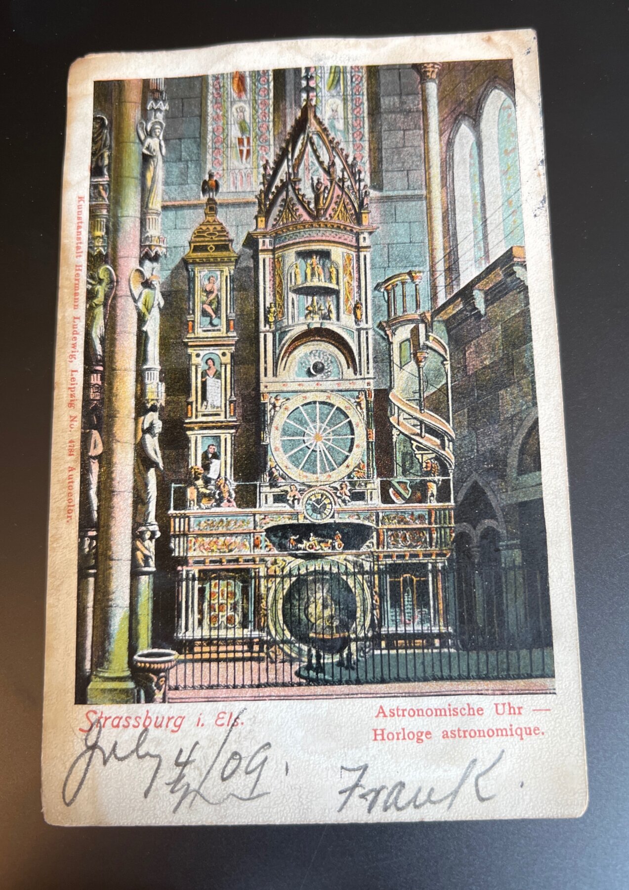 Strassburg Astronomical Clock Cathedral Alsace Germany Postcard 1909