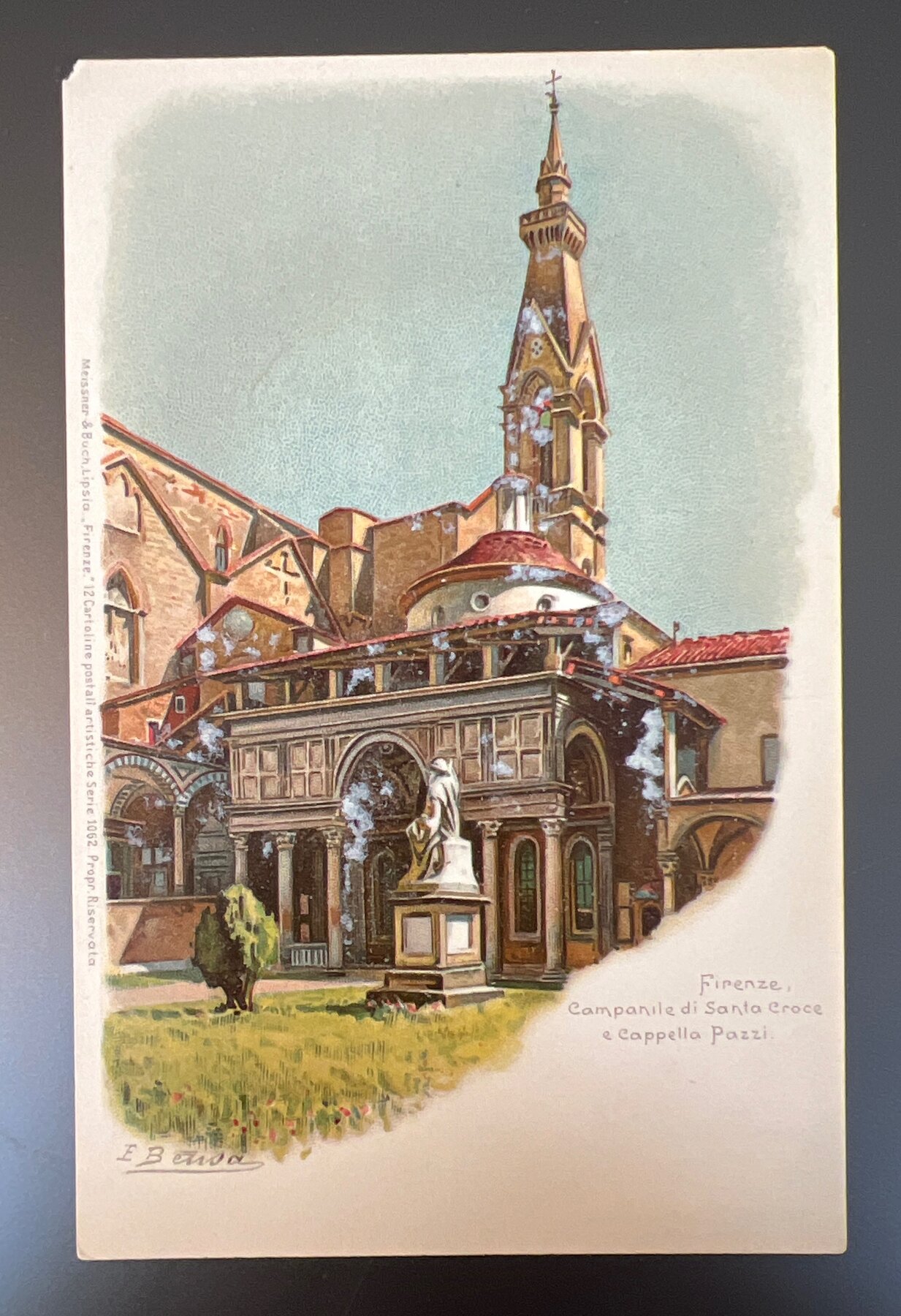 Florence Santa Croce Campanile Cappella Pazzi Italy Postcard 1902