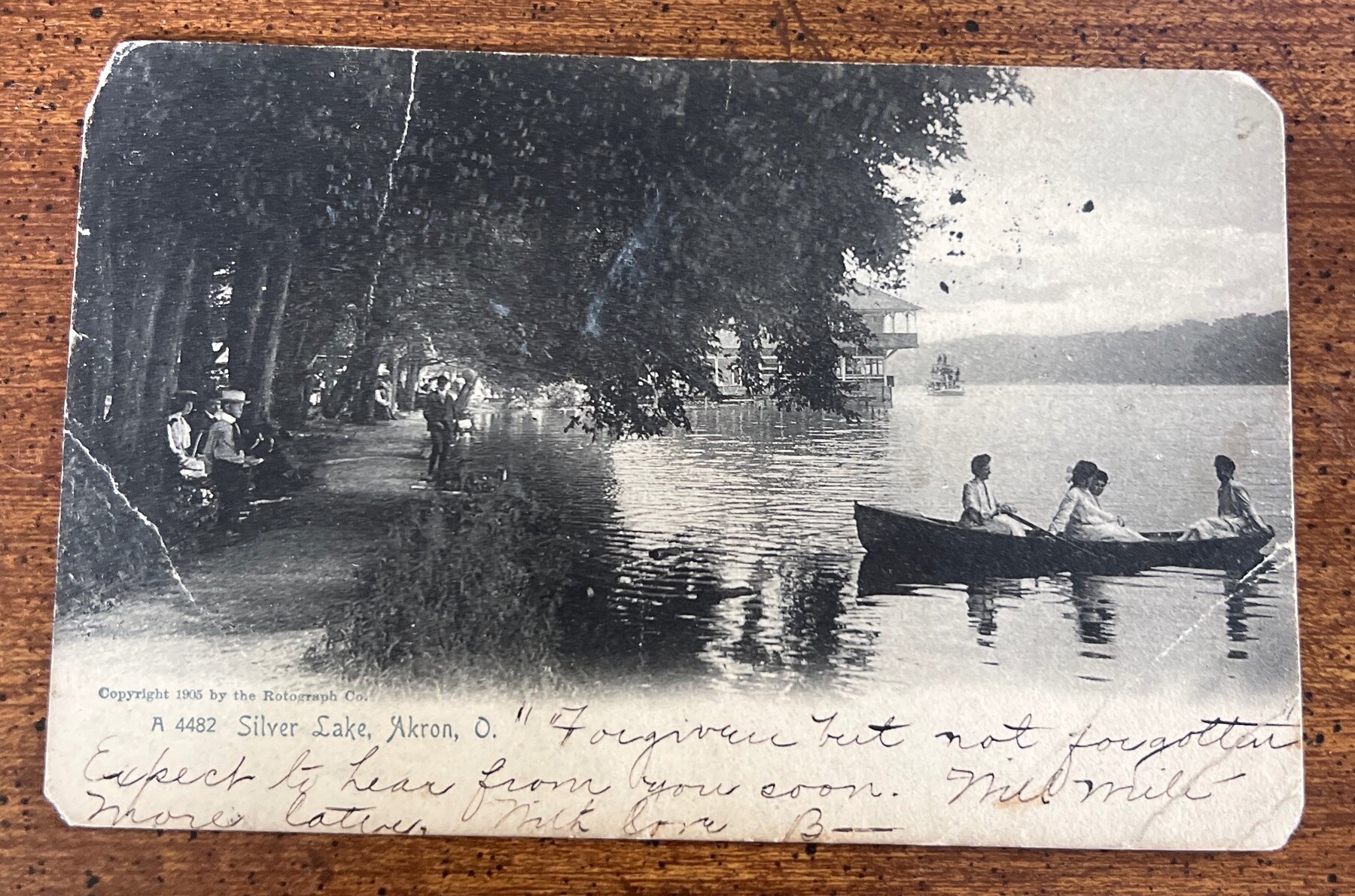 Postcard 1905 Silver Lake Akron Ohio Rowboat Scene Rotograph RPPC UDB