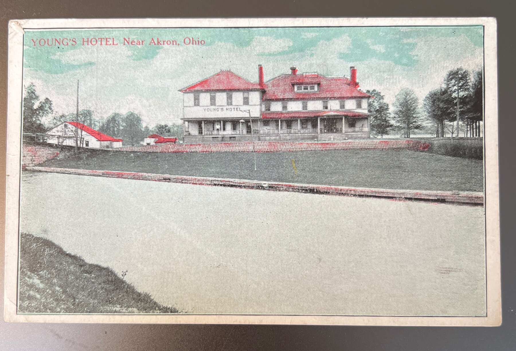 Young's Hotel Near Akron Ohio Postcard 1917