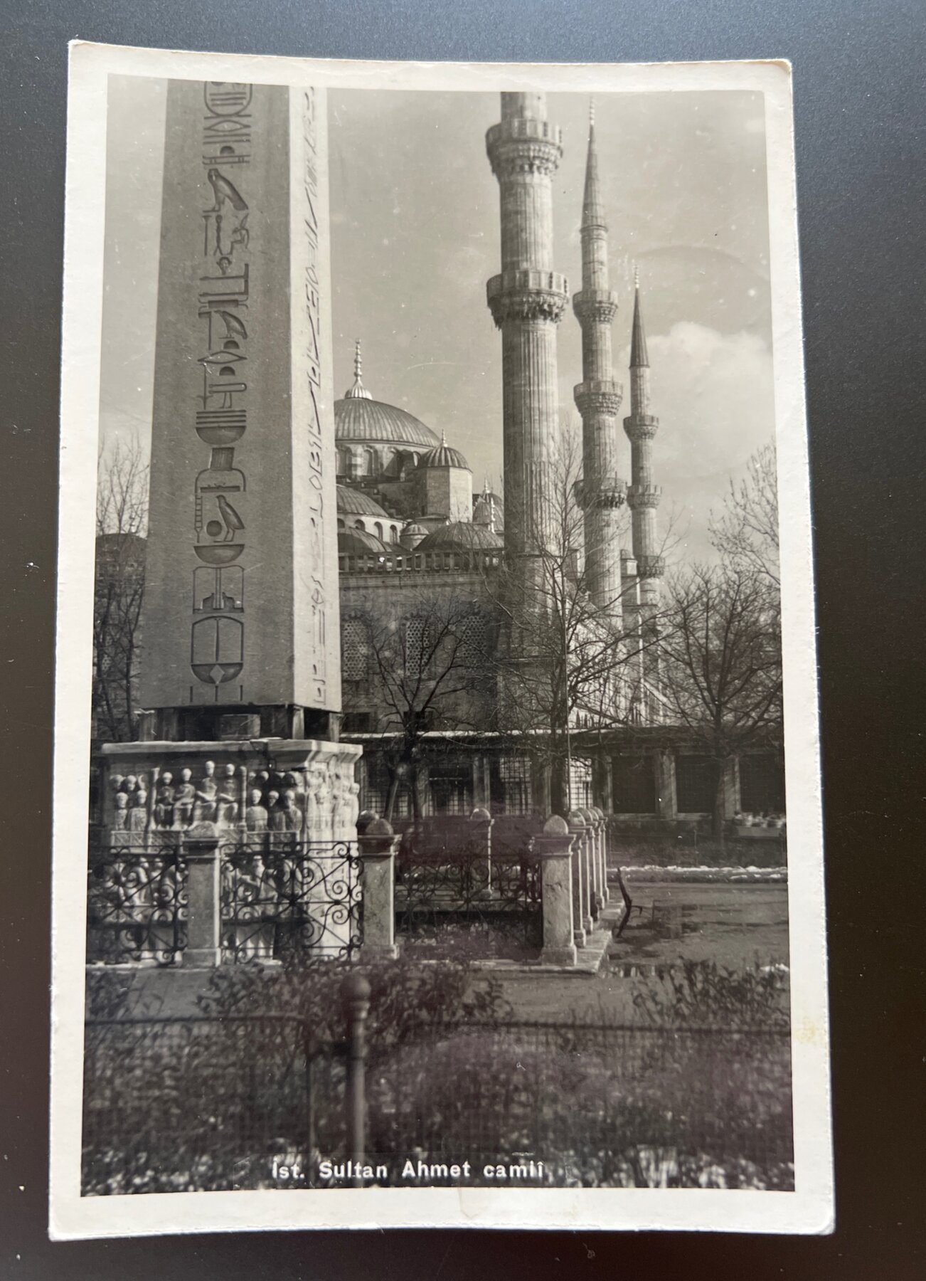 Istanbul Sultan Ahmet Blue Mosque Obelisk Turkey Postcard 1940