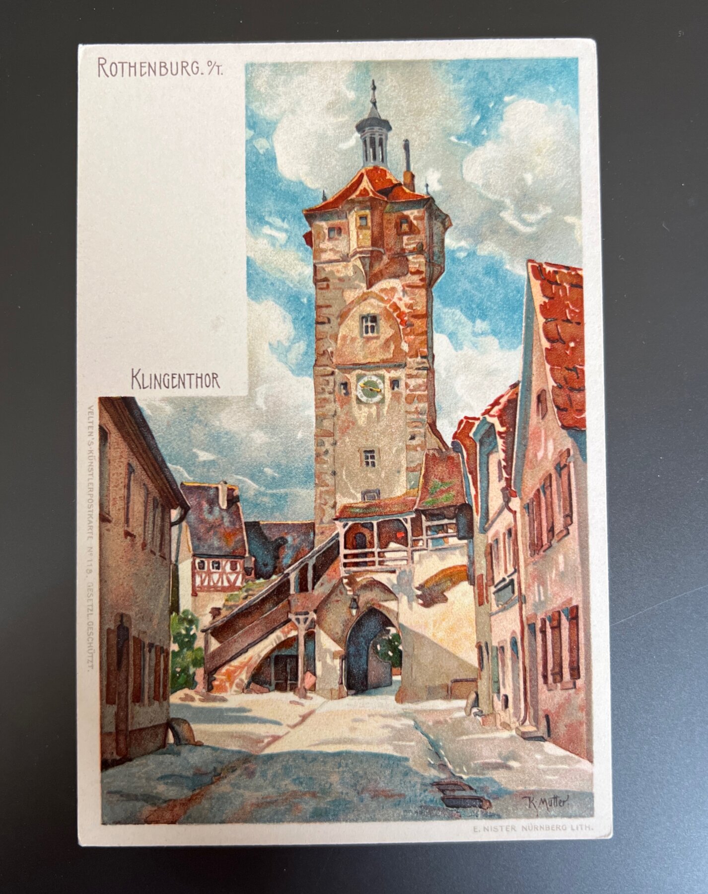Rothenburg ob der Tauber Klingentor Gate Germany Postcard 1902