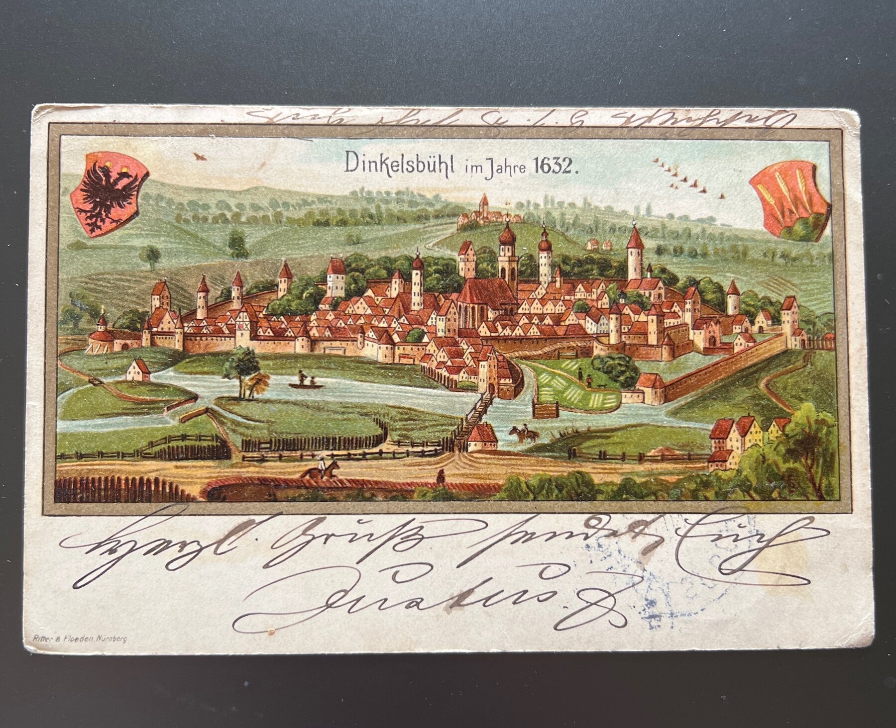 Dinkelsbühl im Jahre 1632 Historical View Bavaria Germany Postcard 1901