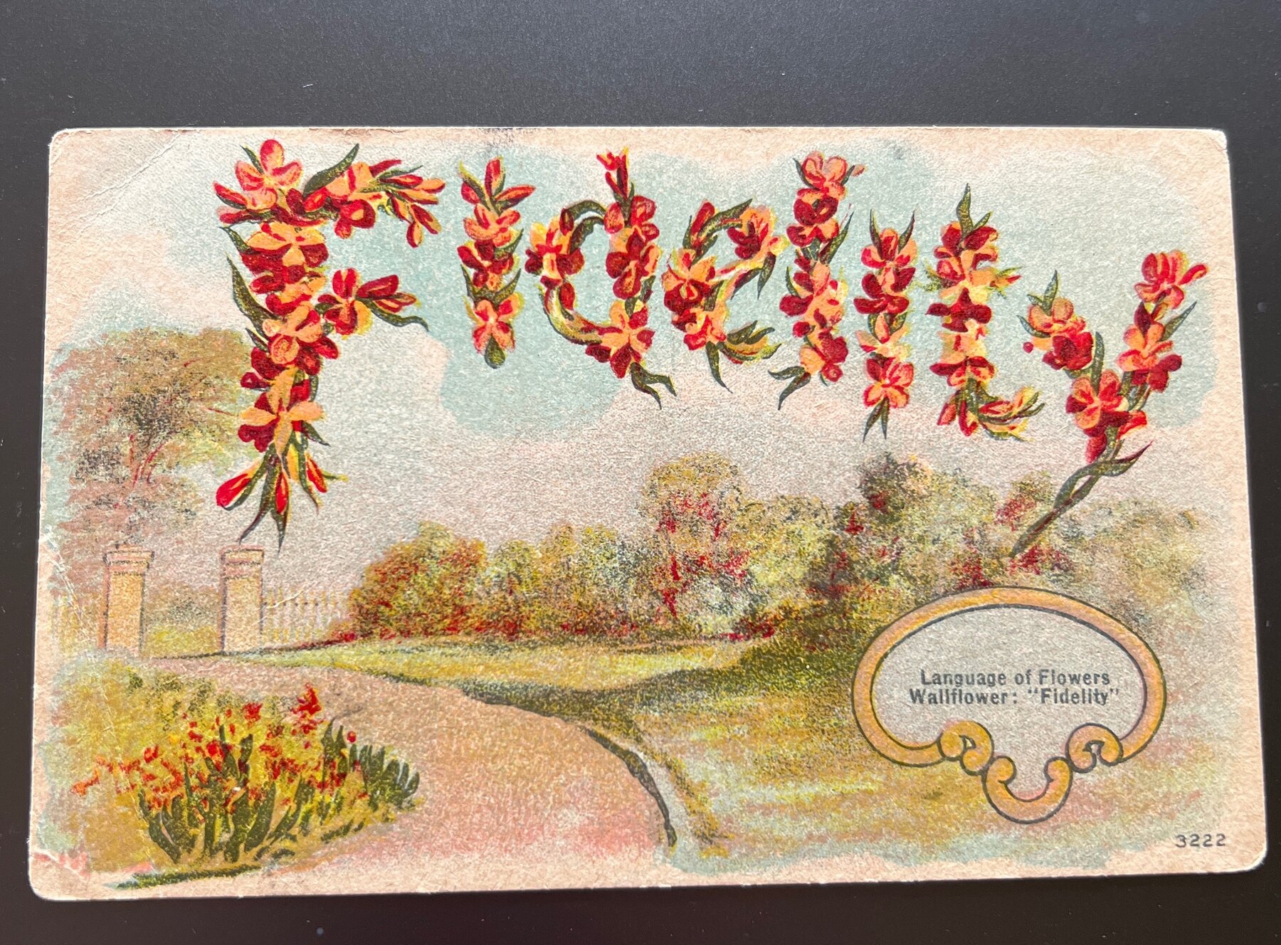 Language of Flowers Wallflower Fidelity Greetings Postcard 1915