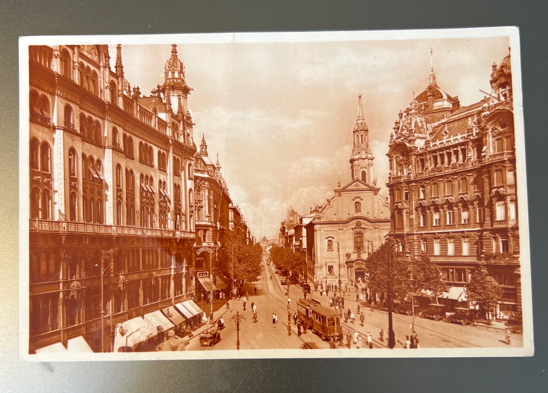 Budapest Apponyi Square Kossuth Lajos Street Hungary Postcard 1927
