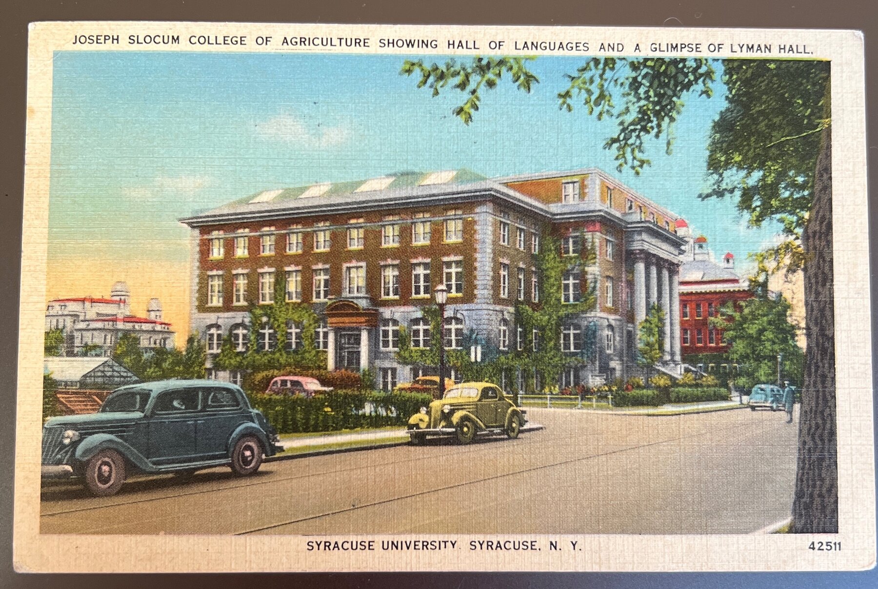 Postcard 1930s Linen Syracuse University Slocum Agriculture Hall NY Chrome