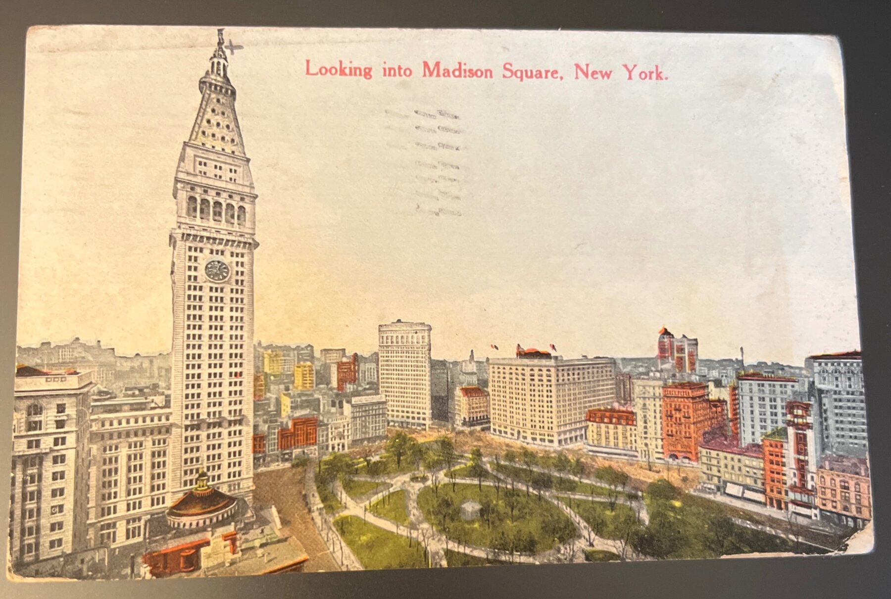 Postcard 1913 Madison Square New York Met Life Tower NYC Sep 29 Used