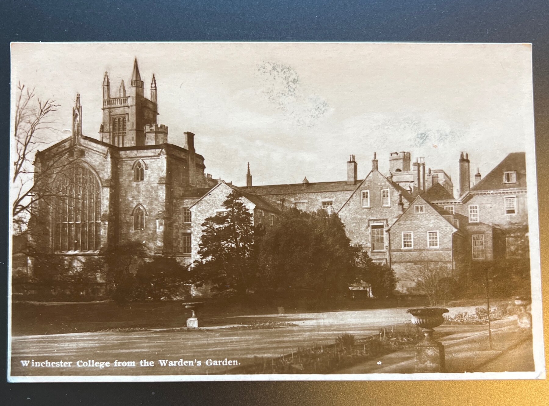 RPPC Winchester College from Warden's Garden Hampshire England Postcard 1926