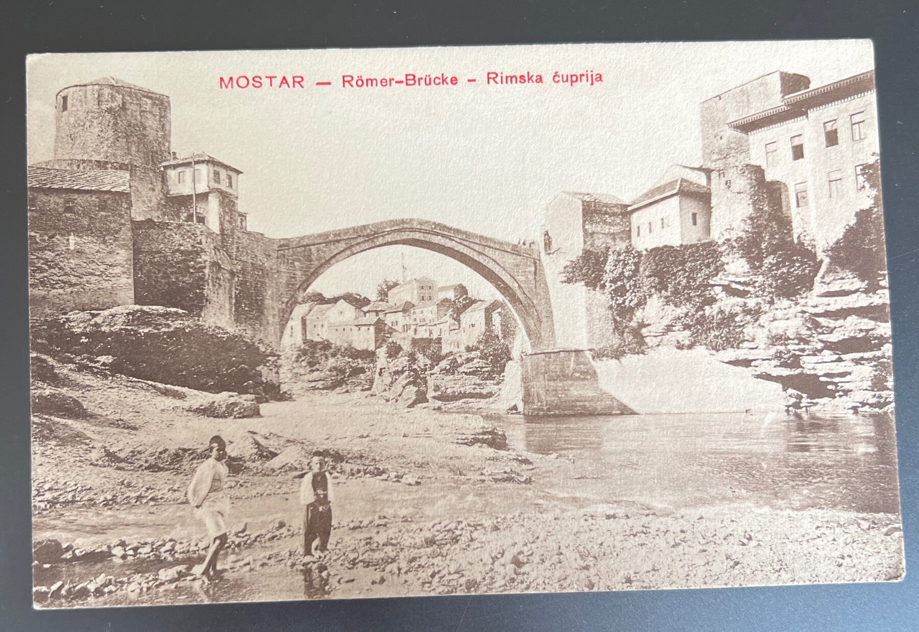 Mostar Bosnia Old Bridge Stari Most Ottoman Postcard c1910