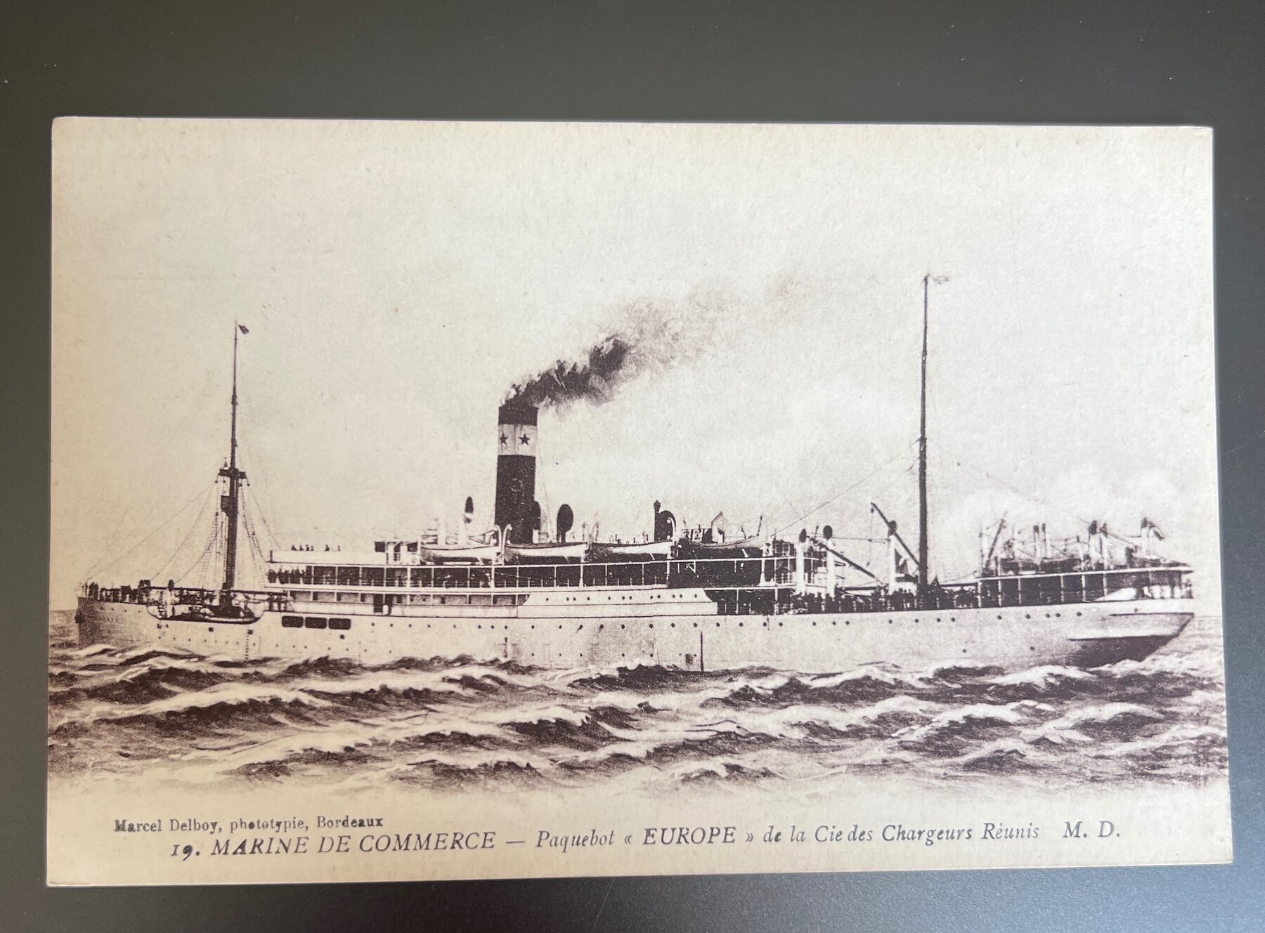 SS Europe Chargeurs Reunis French Steamship Marine Commerce Postcard c1910