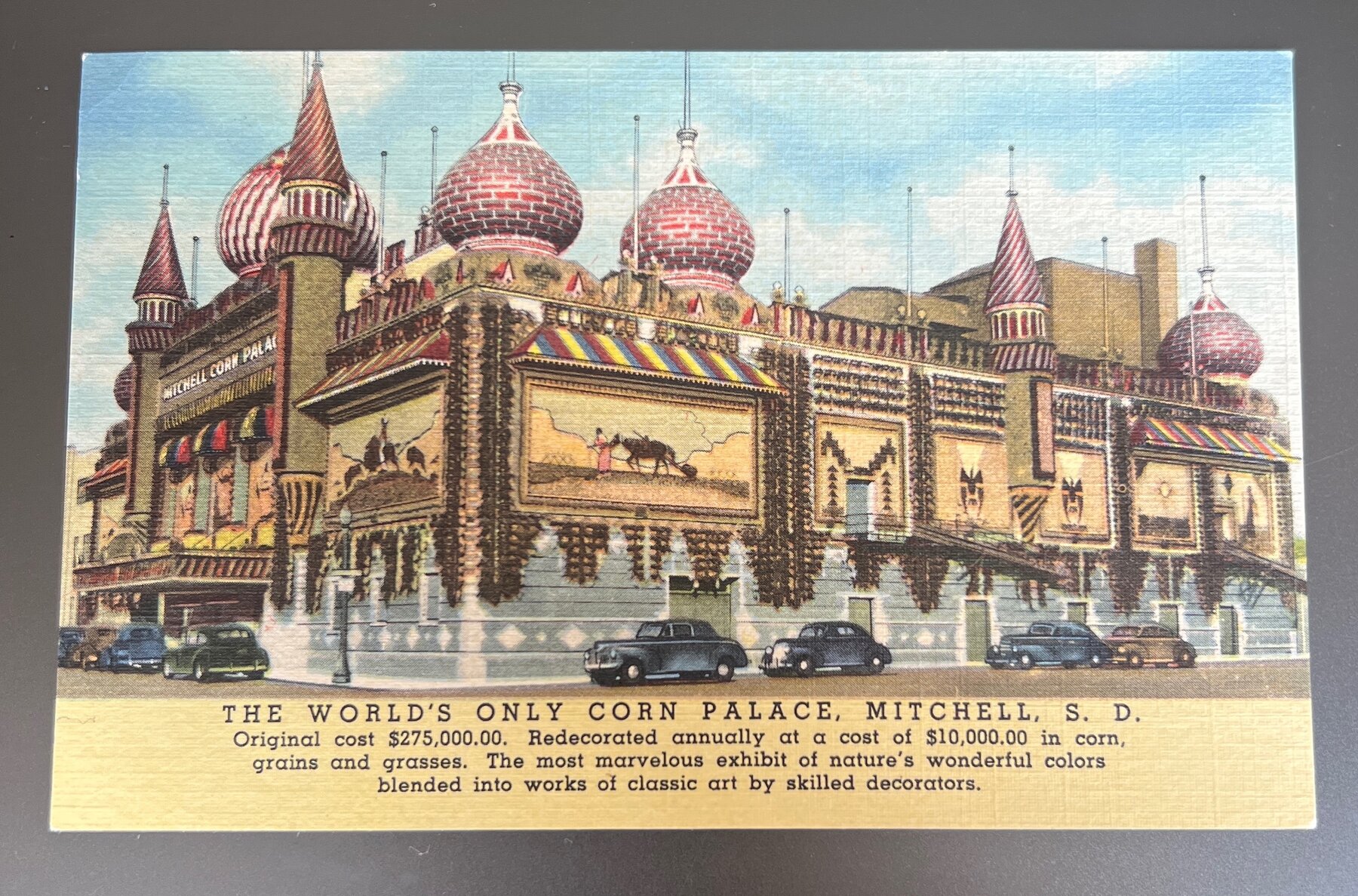 Linen Corn Palace Mitchell South Dakota World's Only Postcard 1940s