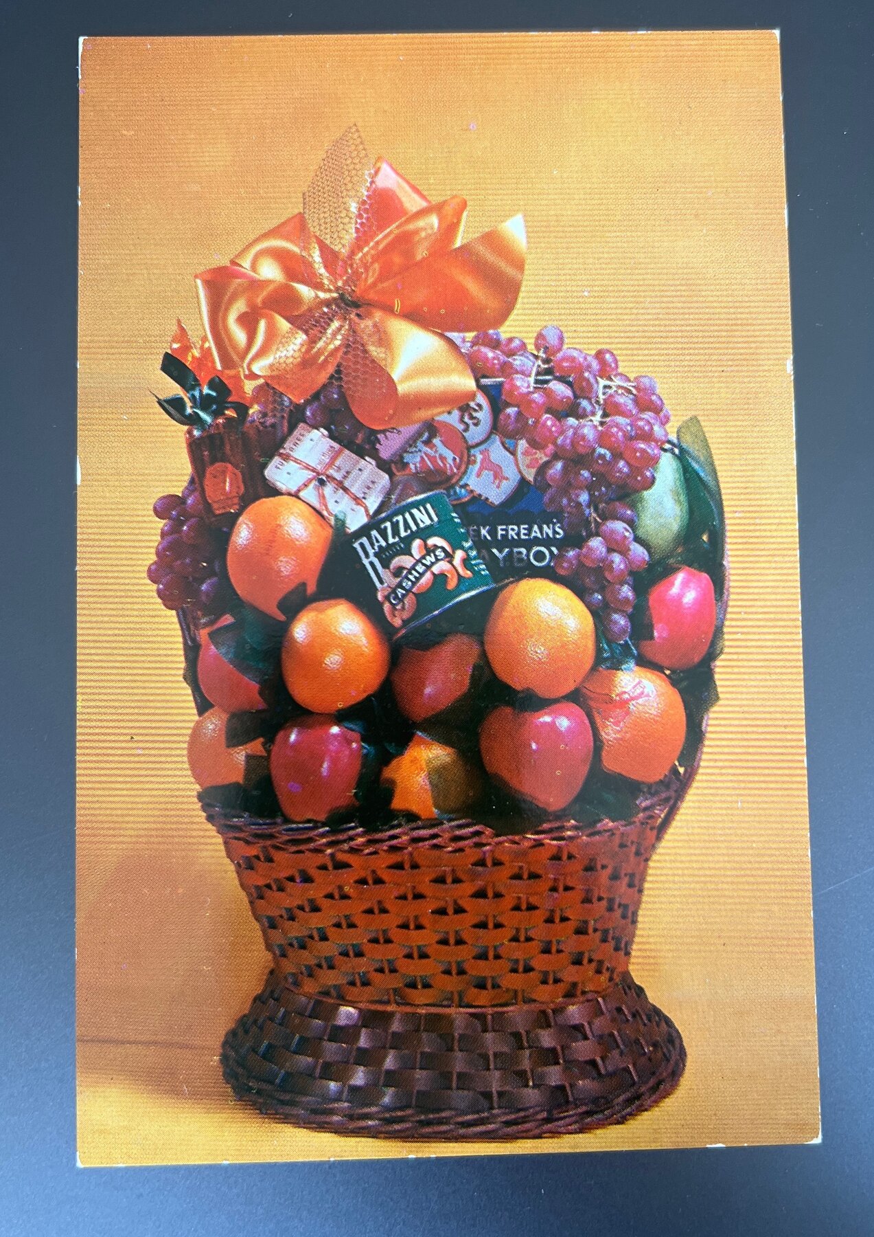 D'Vie Florist Fruit Gift Basket Advertising Hicksville Long Island NY Postcard 1950s