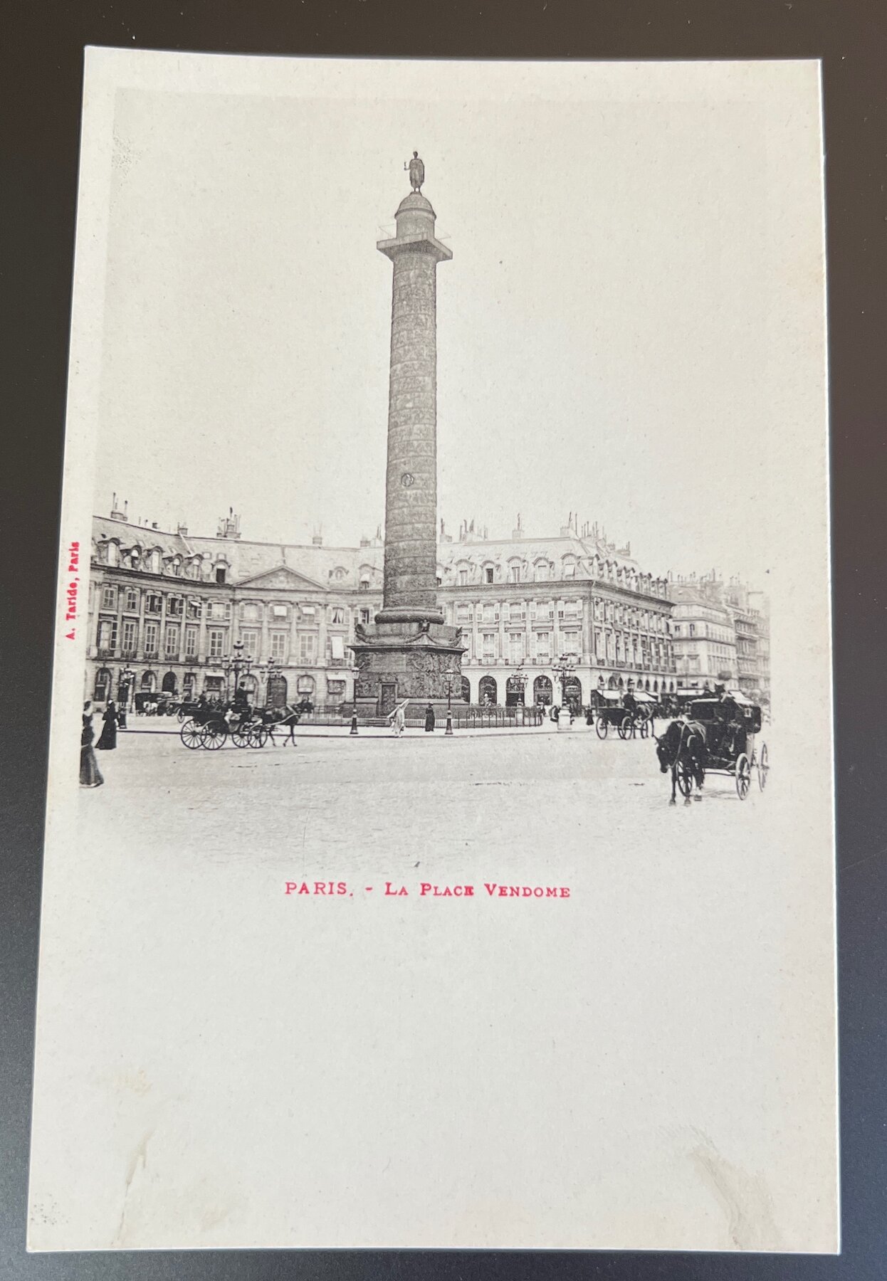 Postcard 1898 Paris La Place Vendome Column Horse Carriages A. Taride UB