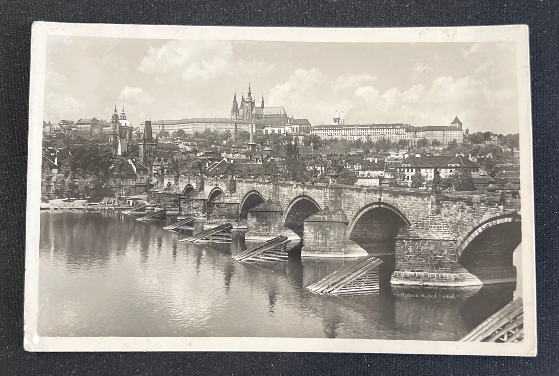 Prague Hradcany Castle Charles Bridge Protectorate WWII Postcard 1939