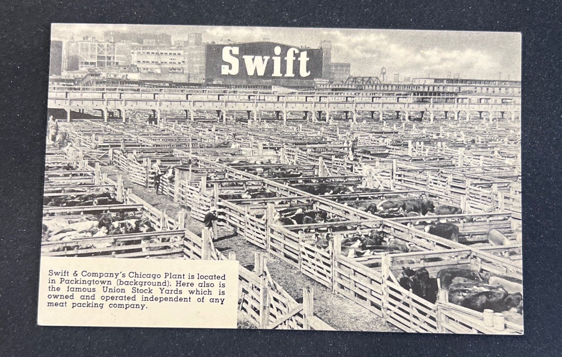 Swift Company Union Stock Yards Chicago Packingtown Linen Postcard c1941