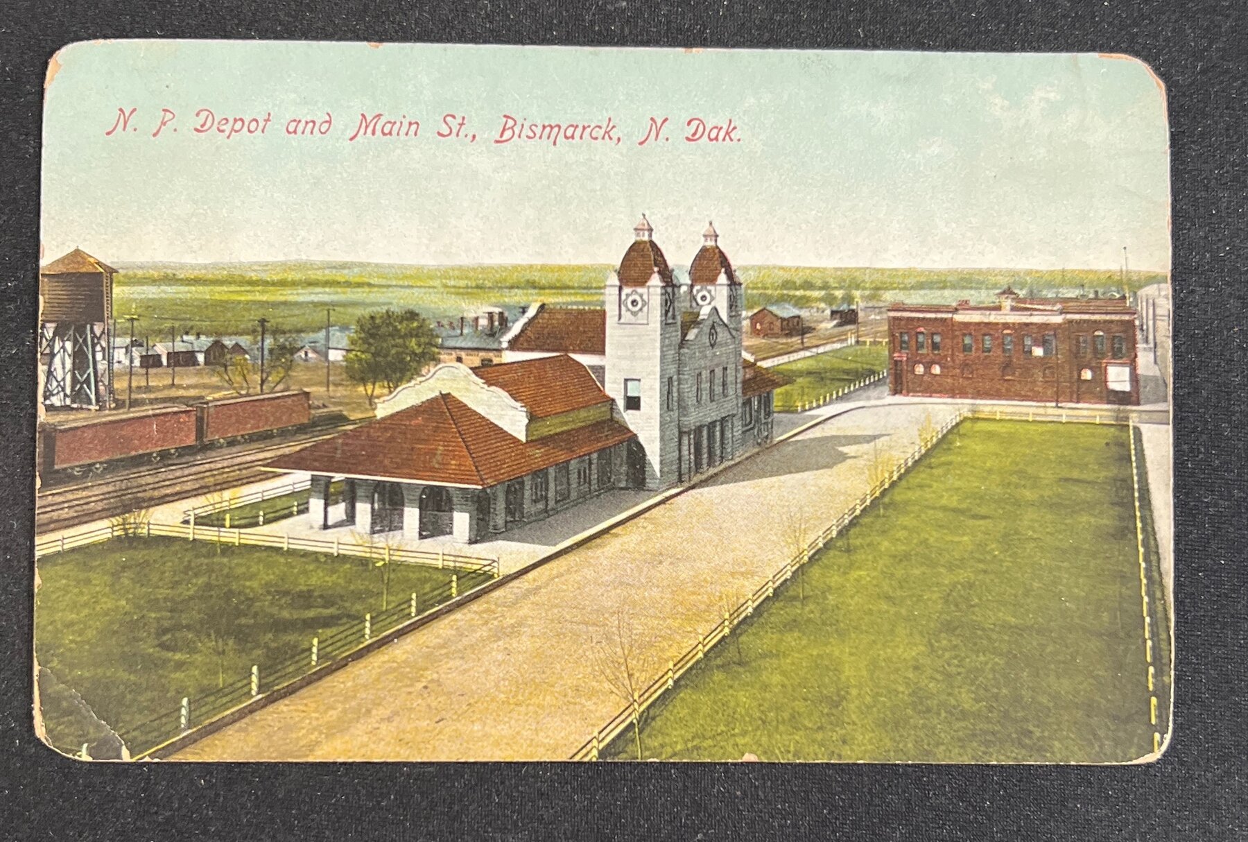 NP Depot Main Street Bismarck North Dakota Railroad Postcard 1909