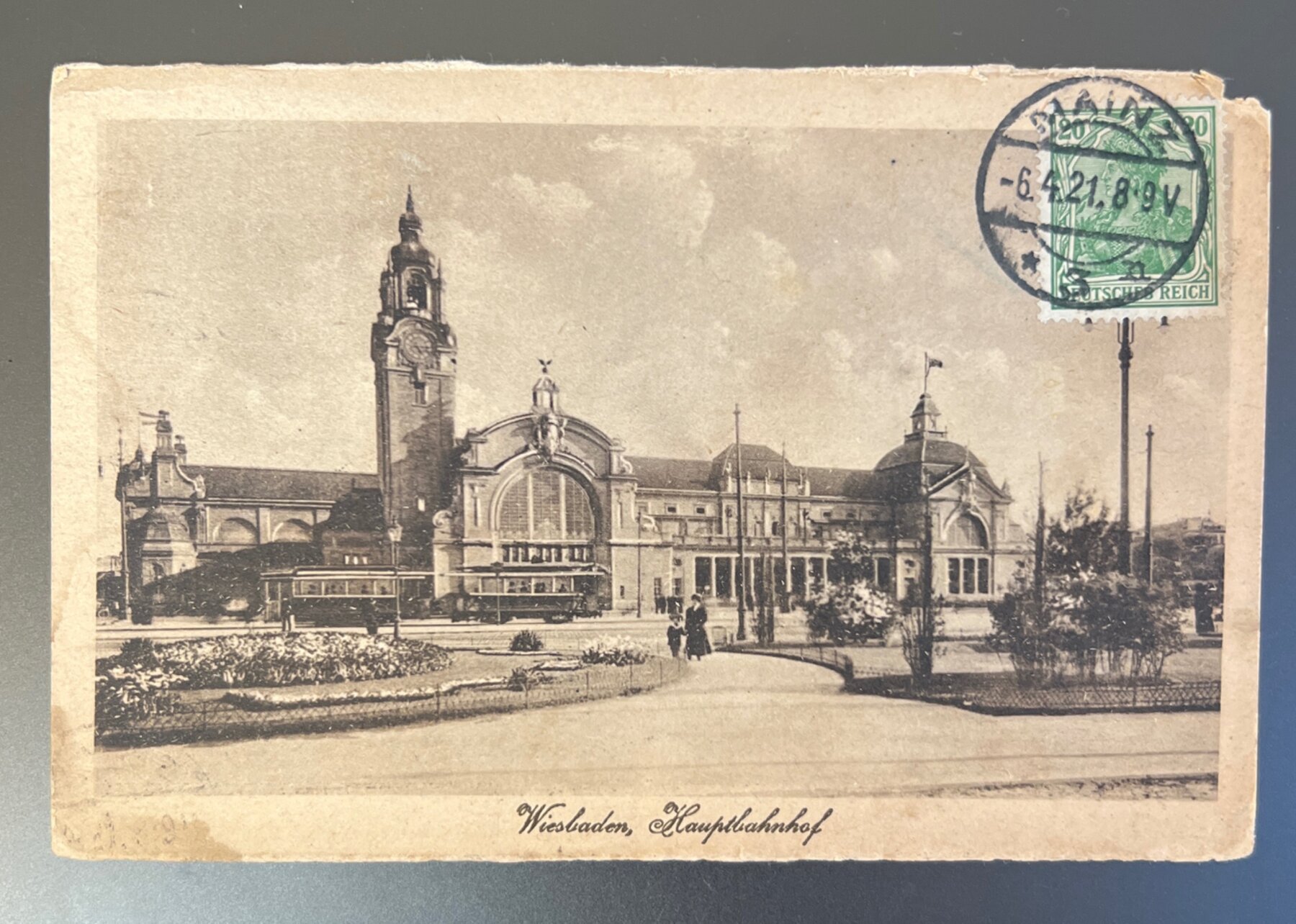Wiesbaden Hauptbahnhof Germany Postage Due Postcard 1921