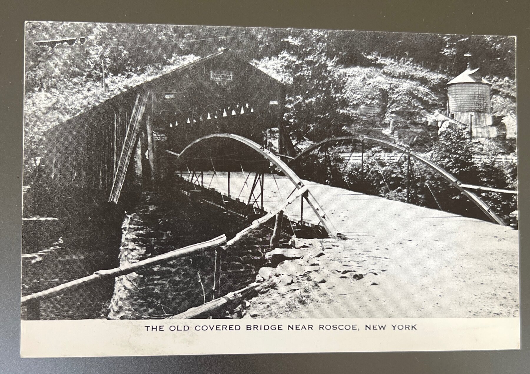 Postcard RPPC Old Covered Bridge Near Roscoe New York Catskills c1930s