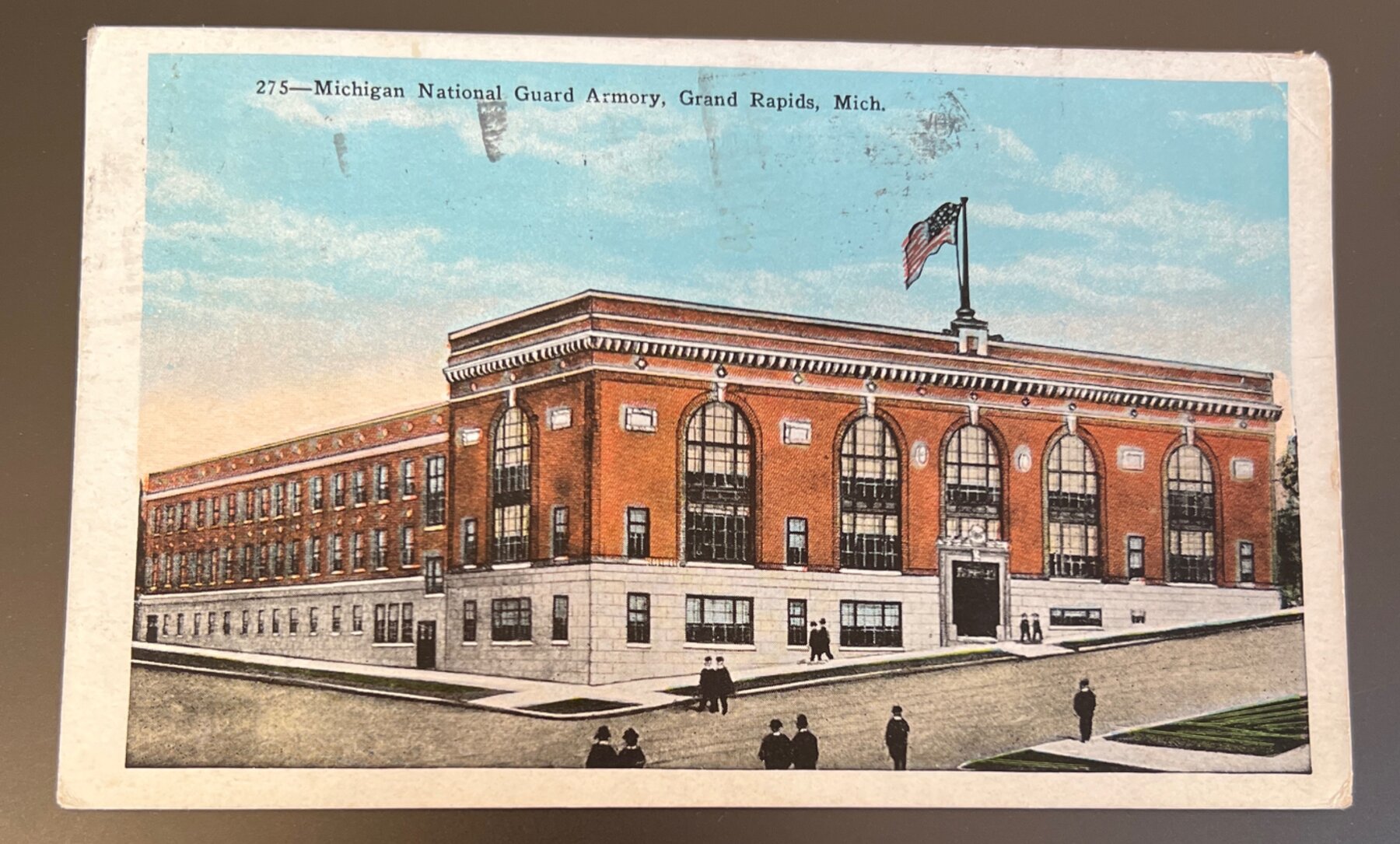Postcard 1930 Michigan National Guard Armory Grand Rapids MI Linen