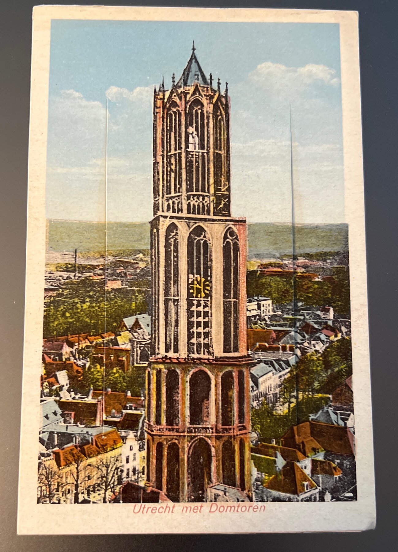 Postcard Utrecht met Domtoren Netherlands Gothic Tower Linen c1930s