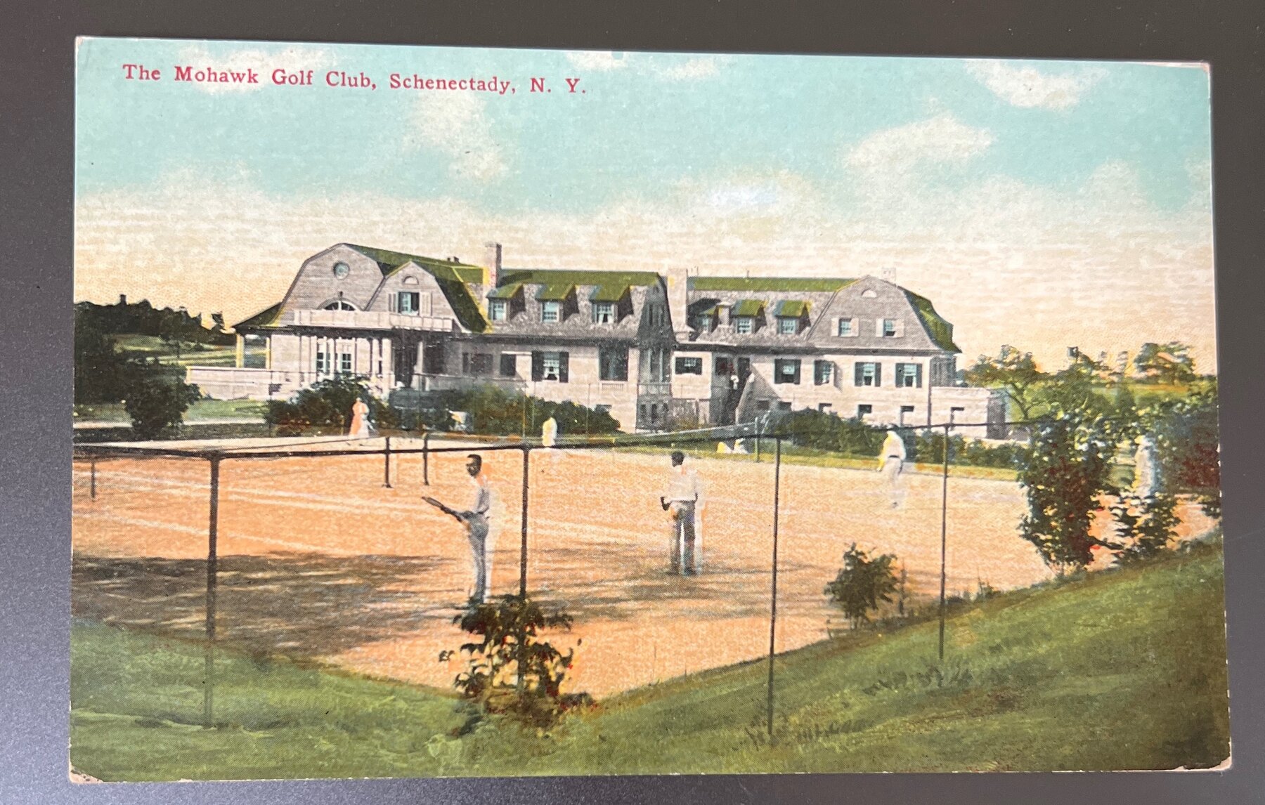 Postcard Mohawk Golf Club Tennis Courts Schenectady NY c1908 Americrome