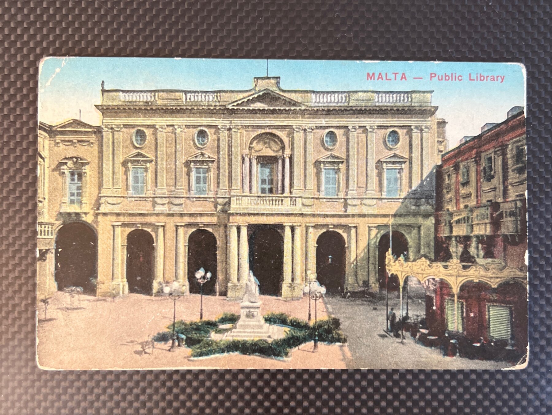 Postcard Malta Public Library Valletta Colorized Vintage Unused Early 20th C
