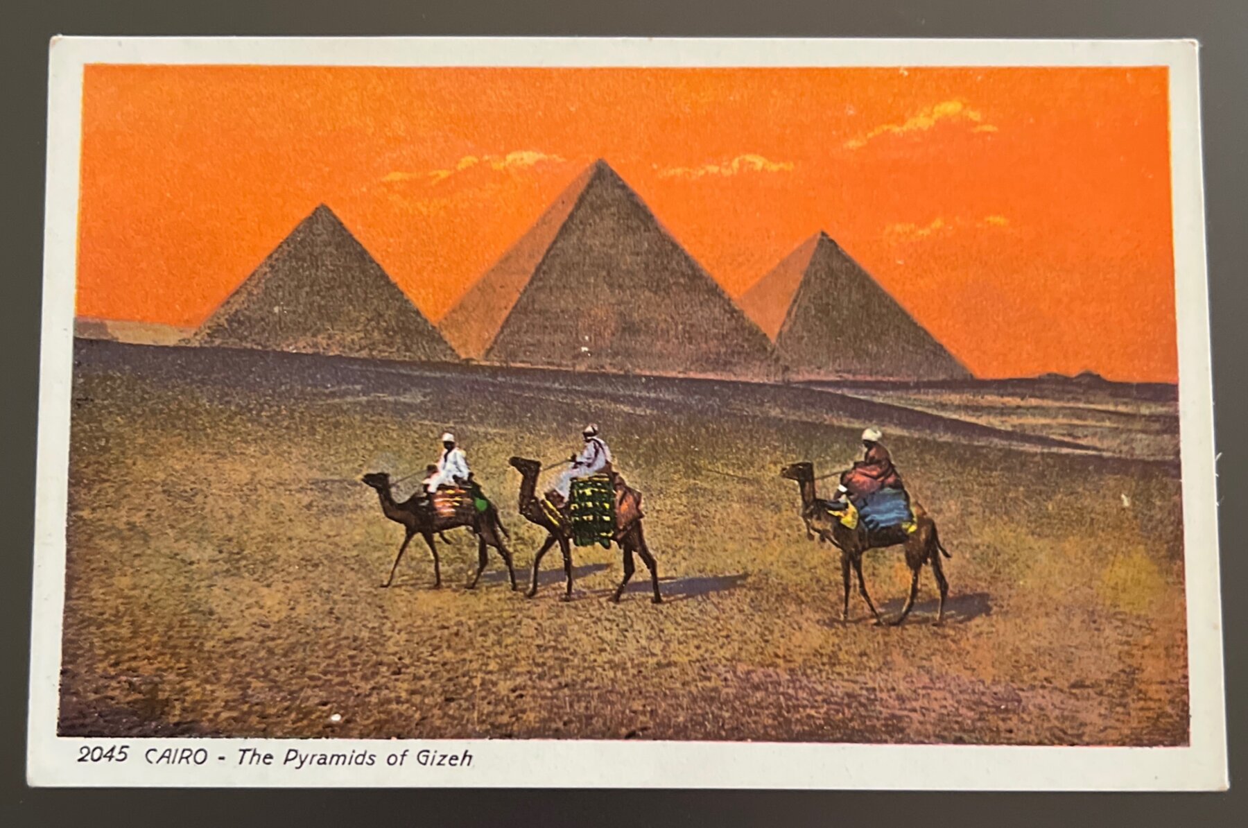 Postcard Cairo Pyramids of Gizeh Egypt Camel Riders Lehnert Landrock Unused