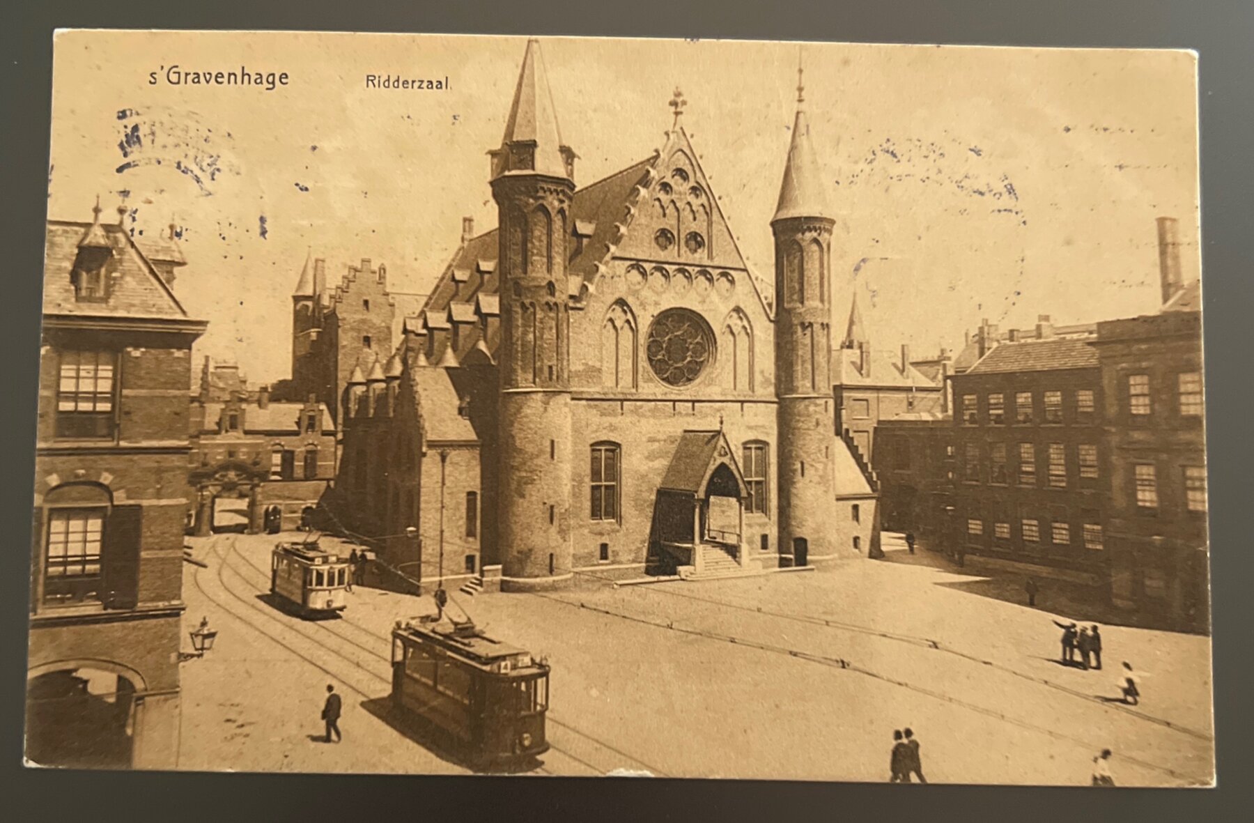 Postcard 1910 s'Gravenhage Ridderzaal The Hague Netherlands Trams Mailed Kansas