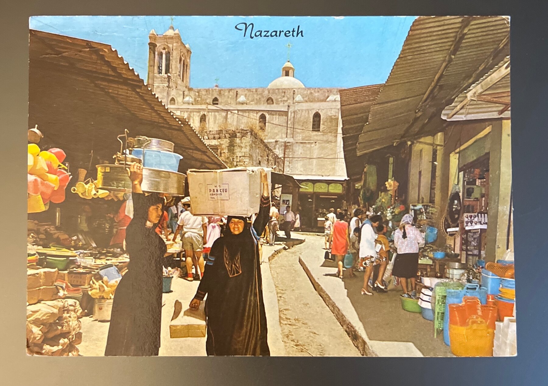 Postcard Nazareth Israel Market Scene Chrome 1960s Holy Land Palphot