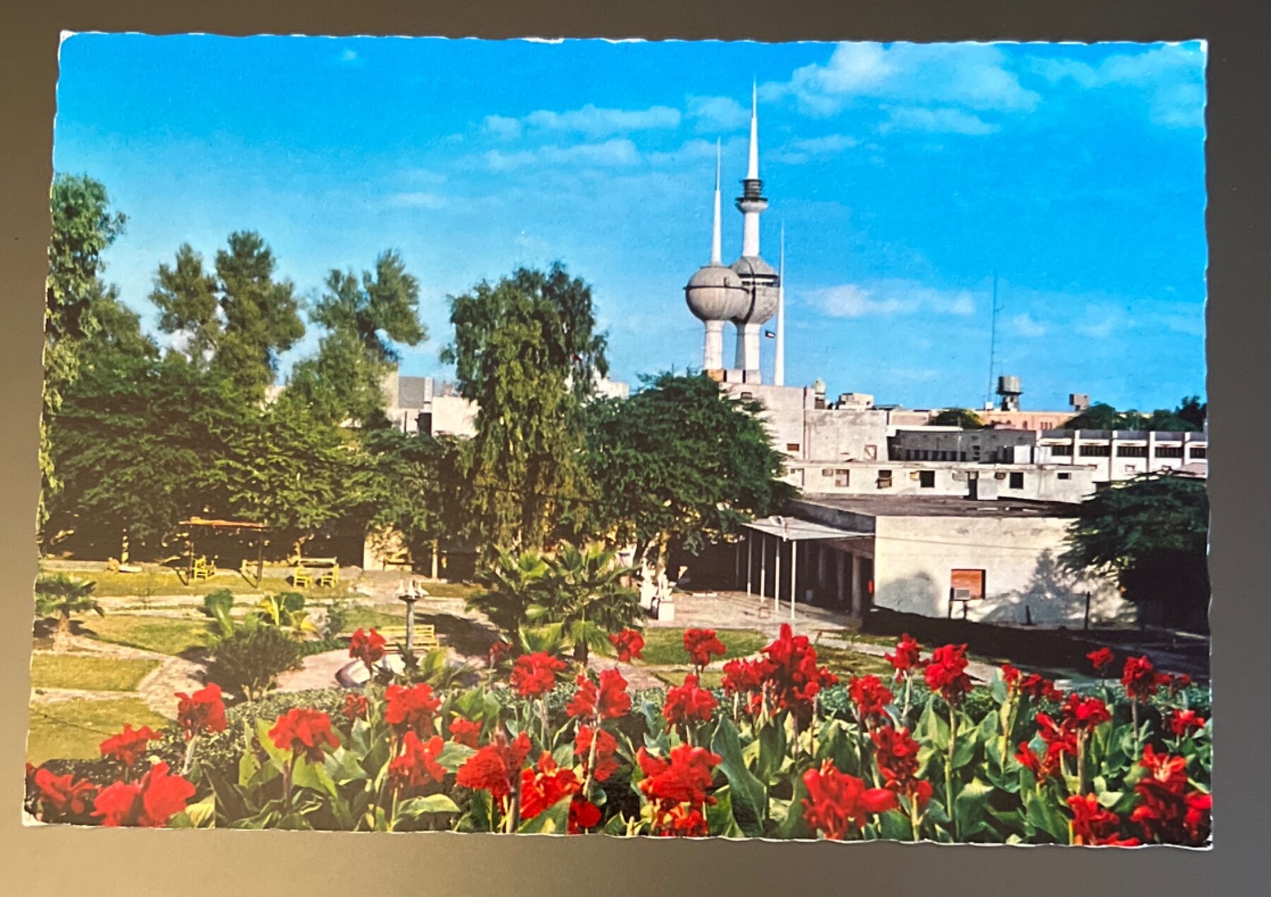 Postcard Kuwait Towers Chrome 1970s Garden View Hussain Trading Unused